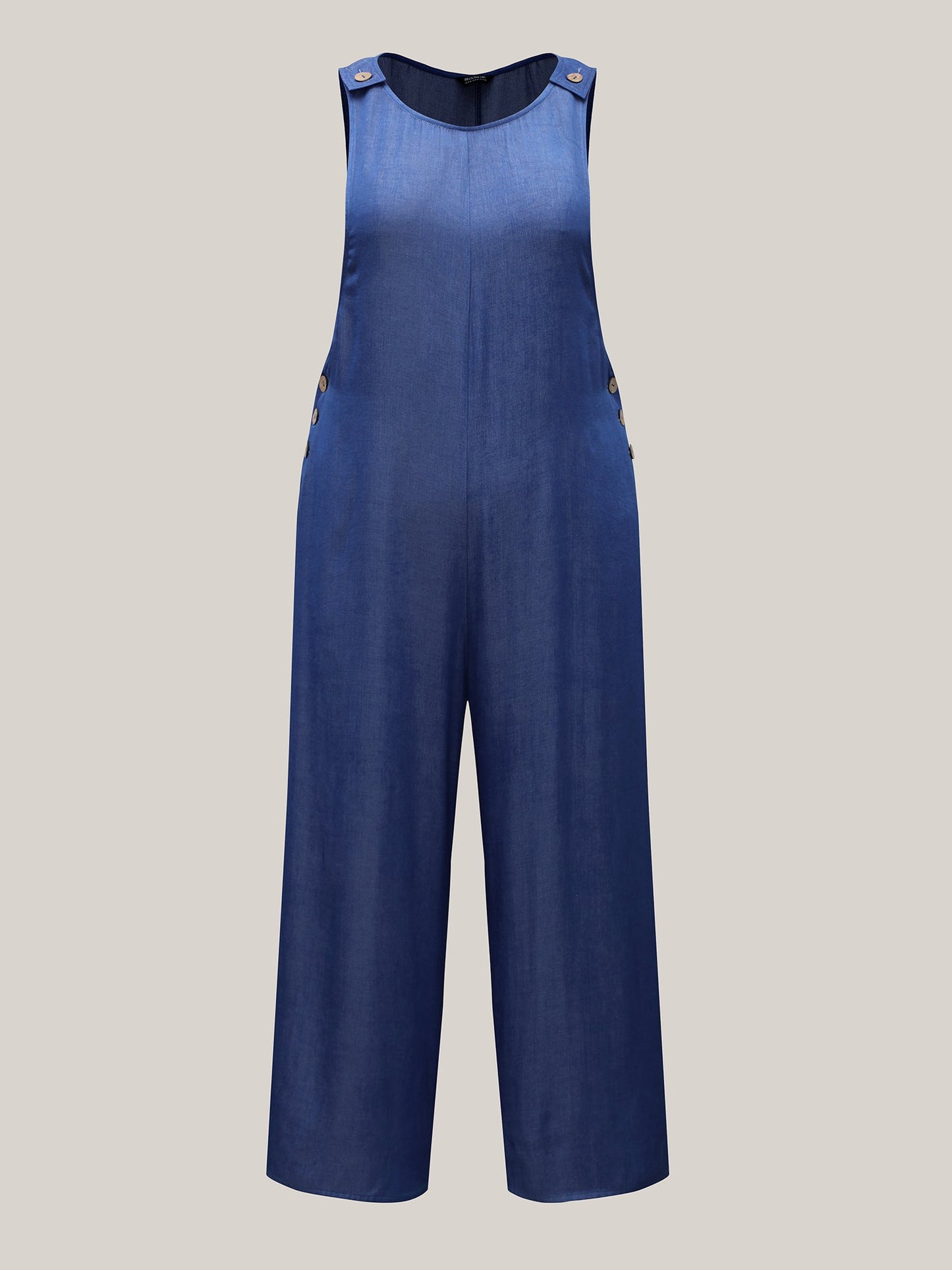 Adjustable Straps Fake-Denim Jumpsuit