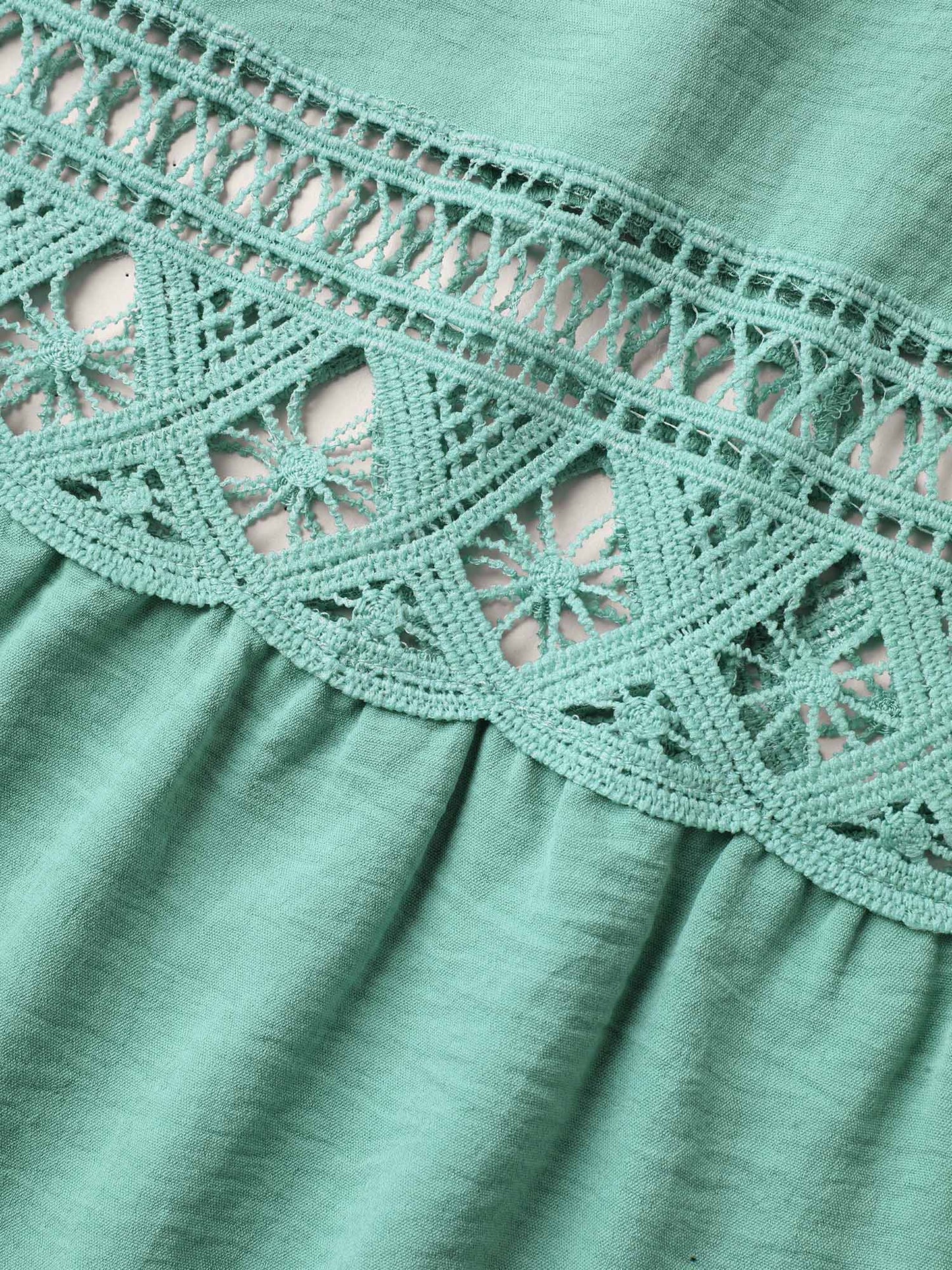 Lace Cut-Out Lotus Leaf Sleeve Midi Dress