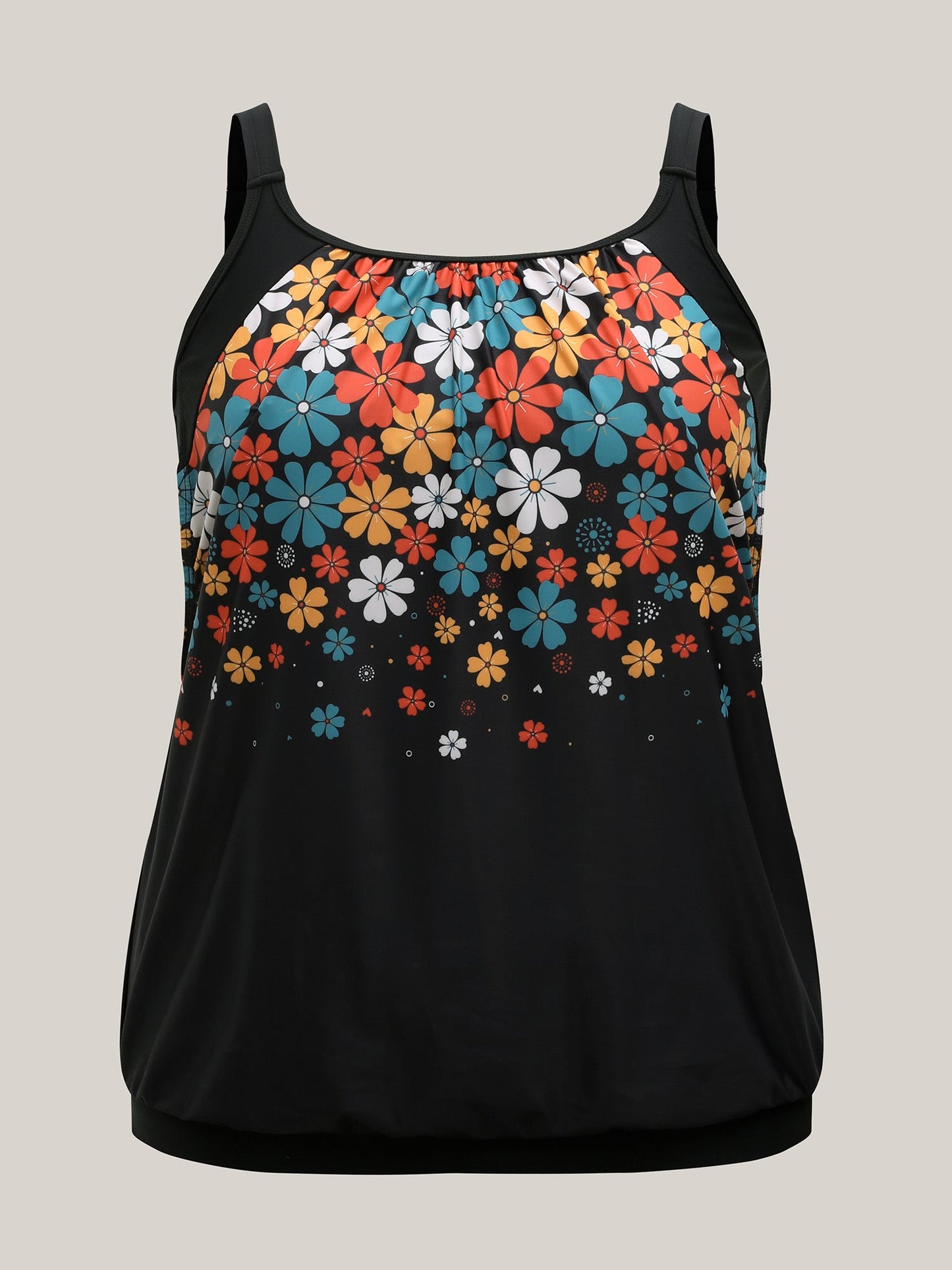 Floral Print Cut-Out Swim Top