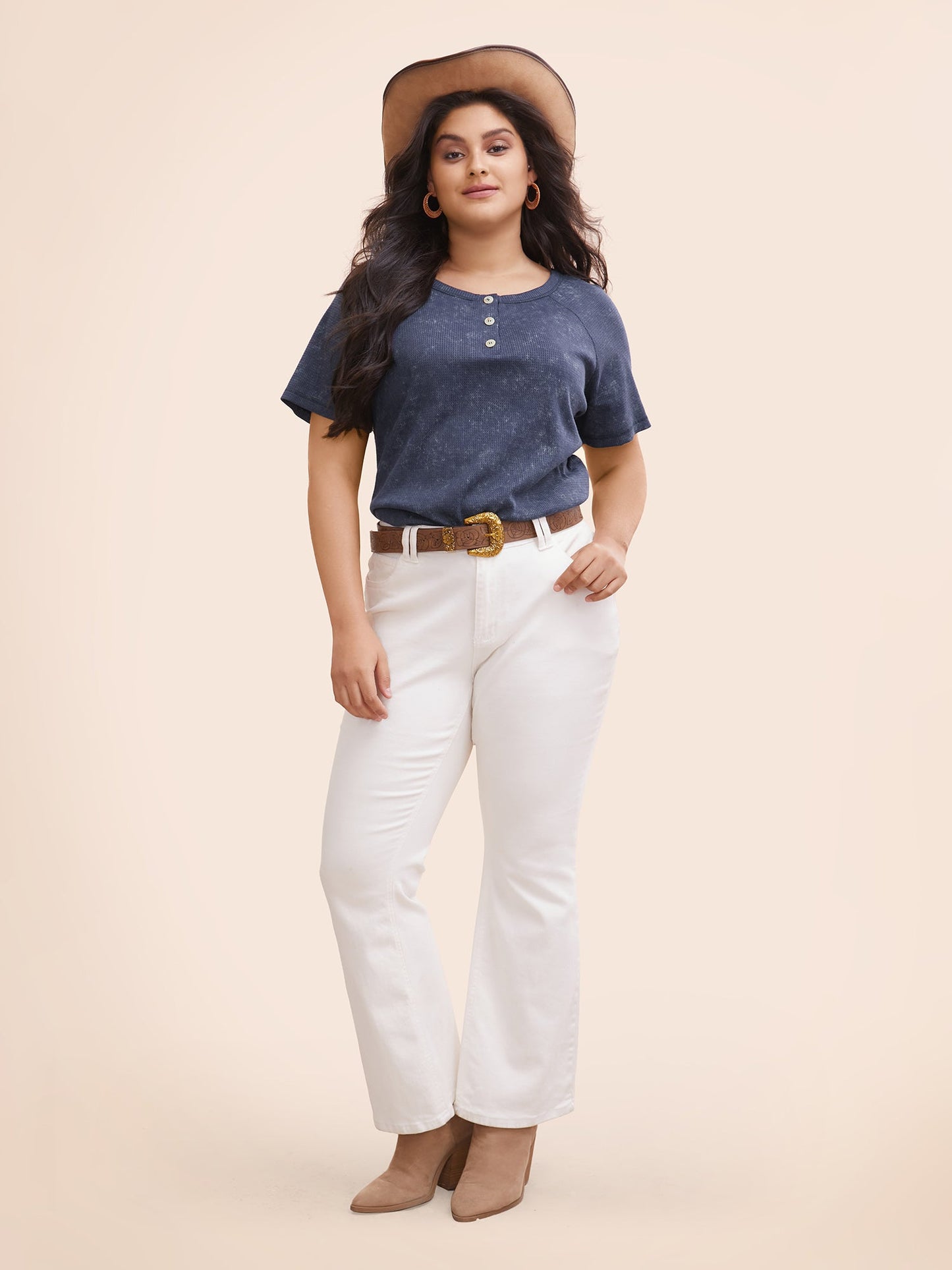 Waffle Weathering Front Placket T-shirt