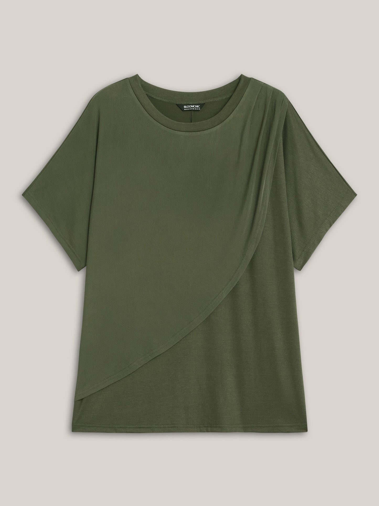Stretchy Overlap Hem Mesh Plain Top