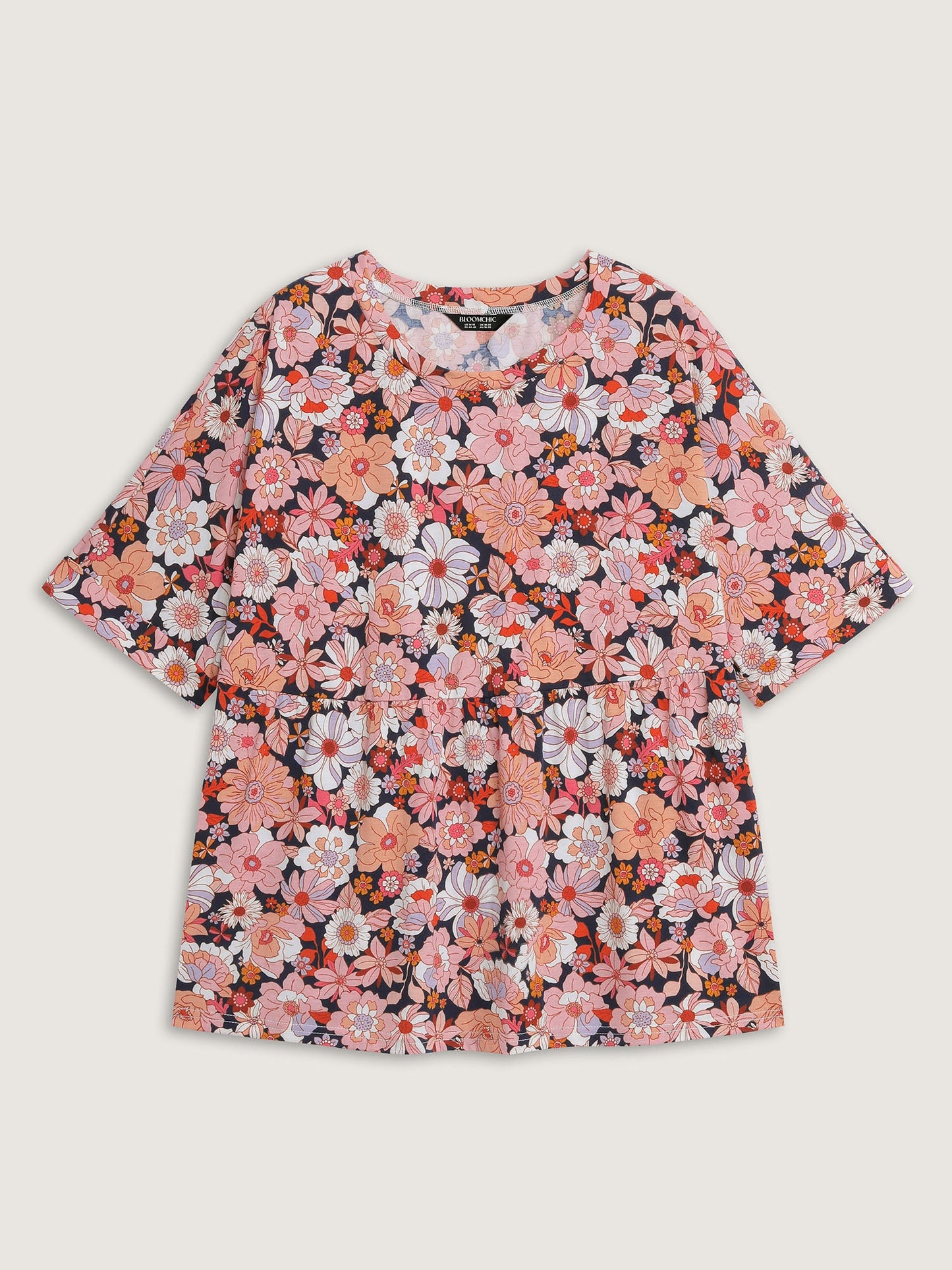 Floral Print Stretchy Waist Babydoll Top