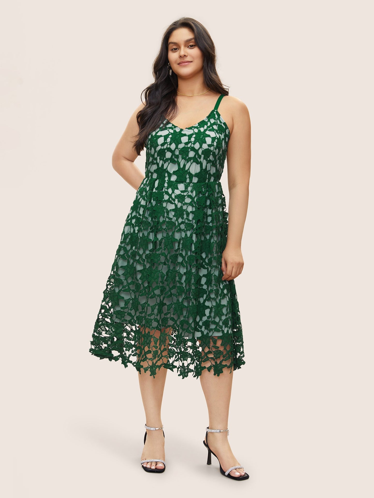 Geometric Patchwork Cut Out Adjustable Straps Dress