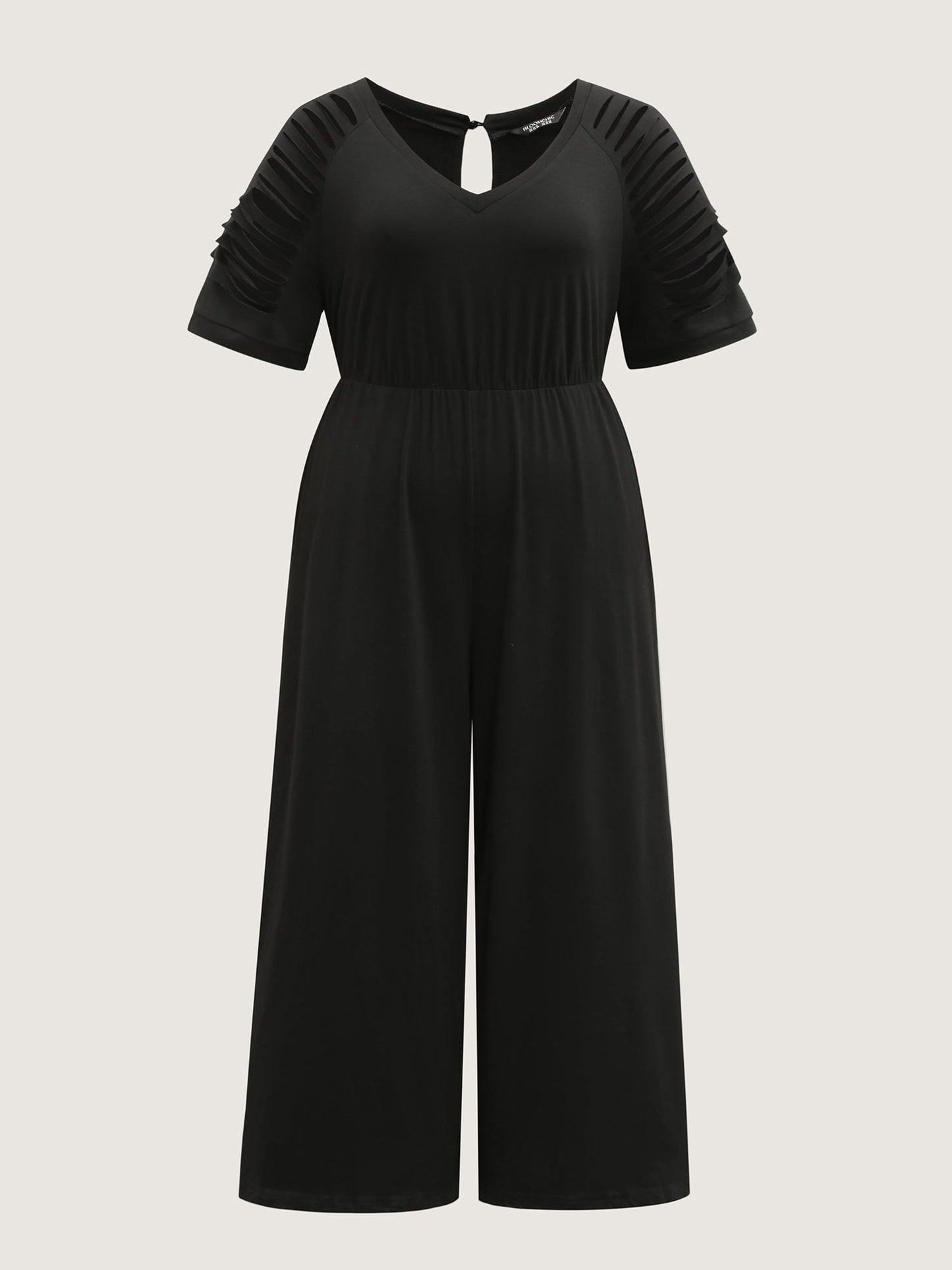 Laser Cut-Out Stretchy Sheer Jumpsuit