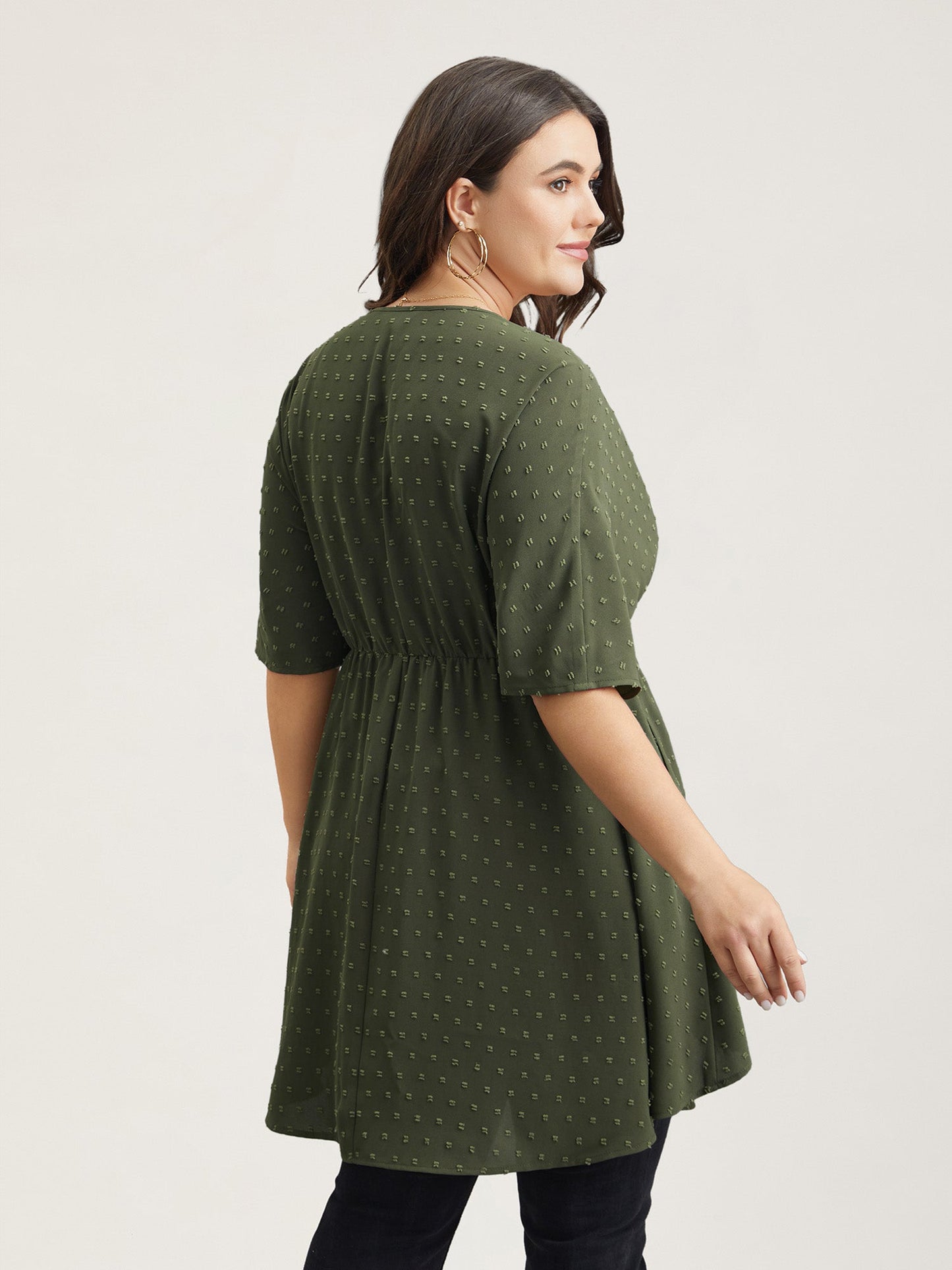 Textured Hi-Low Hem Pockets Shirt