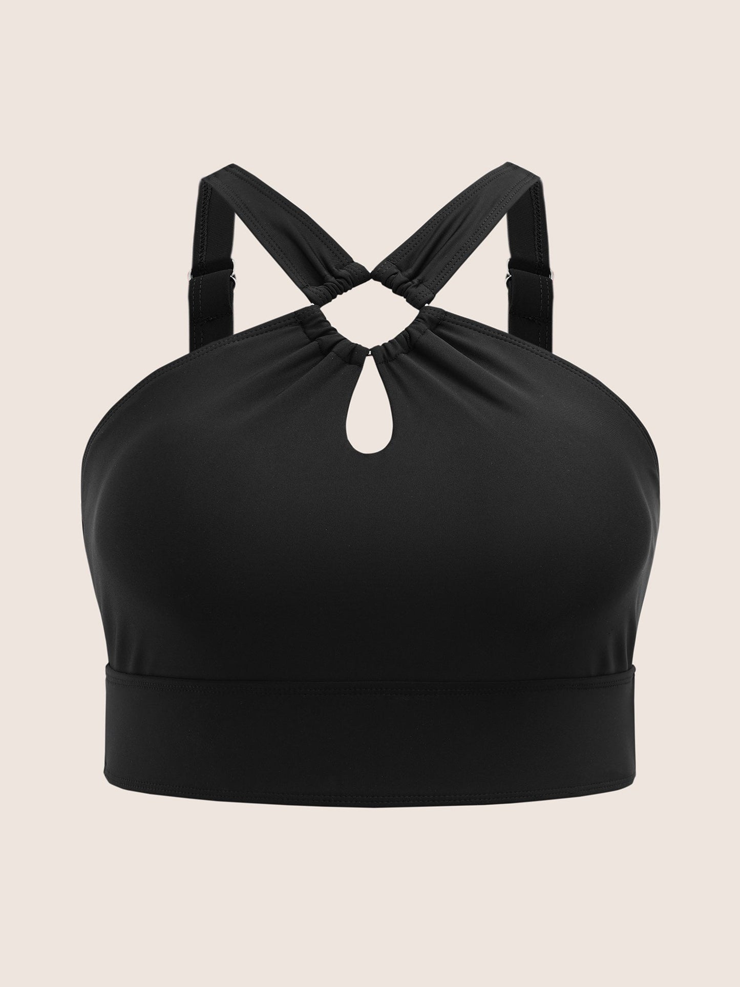 Asymmetrical Neck Cut Out Gathered Swim Top