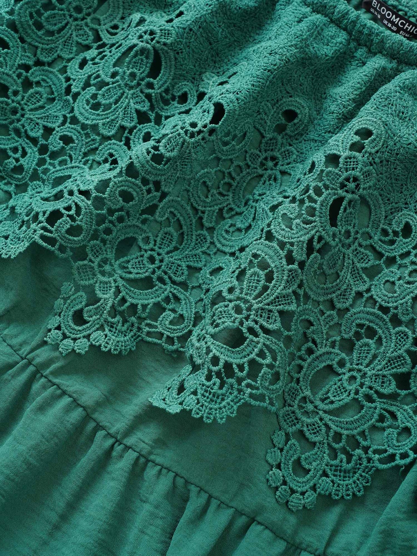 Guipure Lace Off Shoulder Flutter Hem Dress