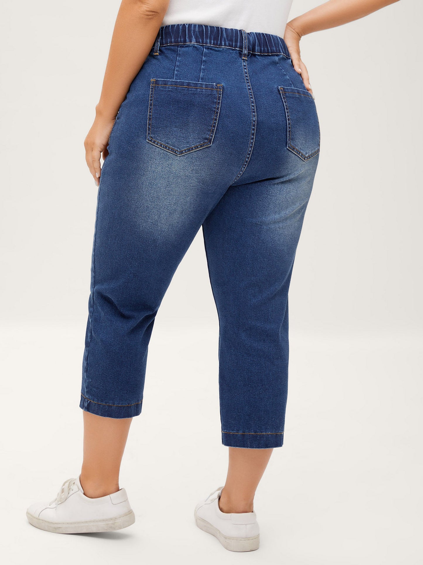 Pull-On Drawstring Waist Crop Jeans