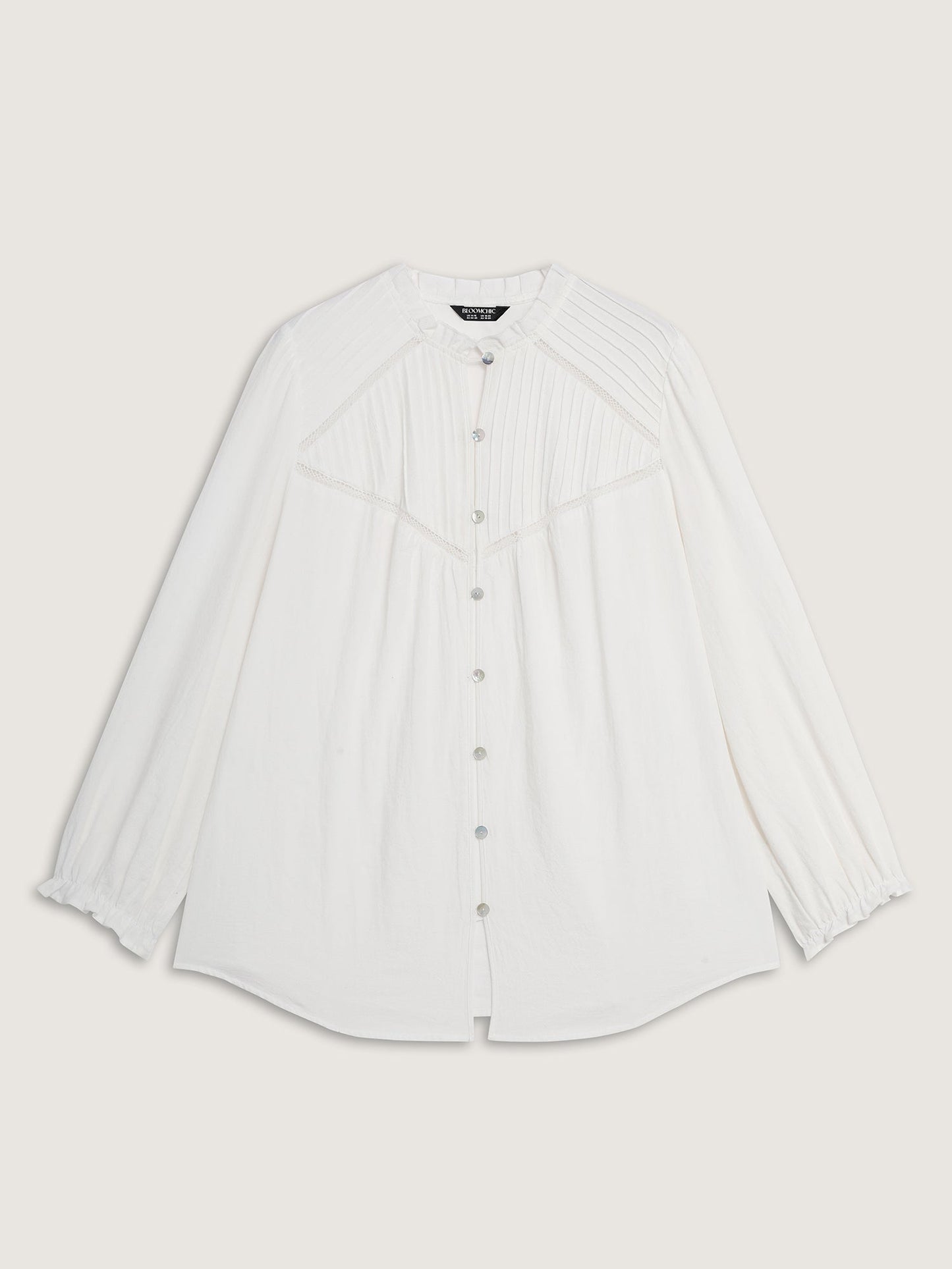 Pure Cotton Lace Trim Button Blouse