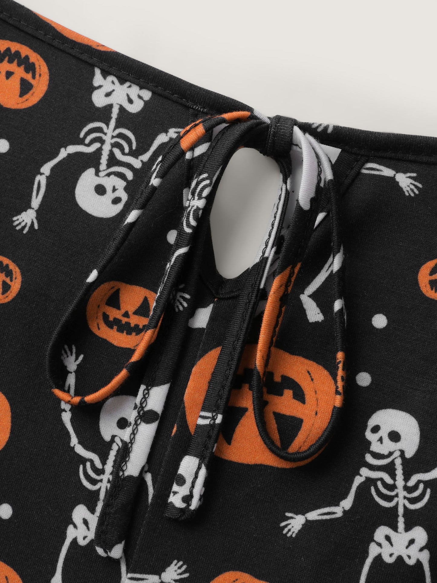 Halloween Skull Print Stretchy Wide-Leg Jumpsuit