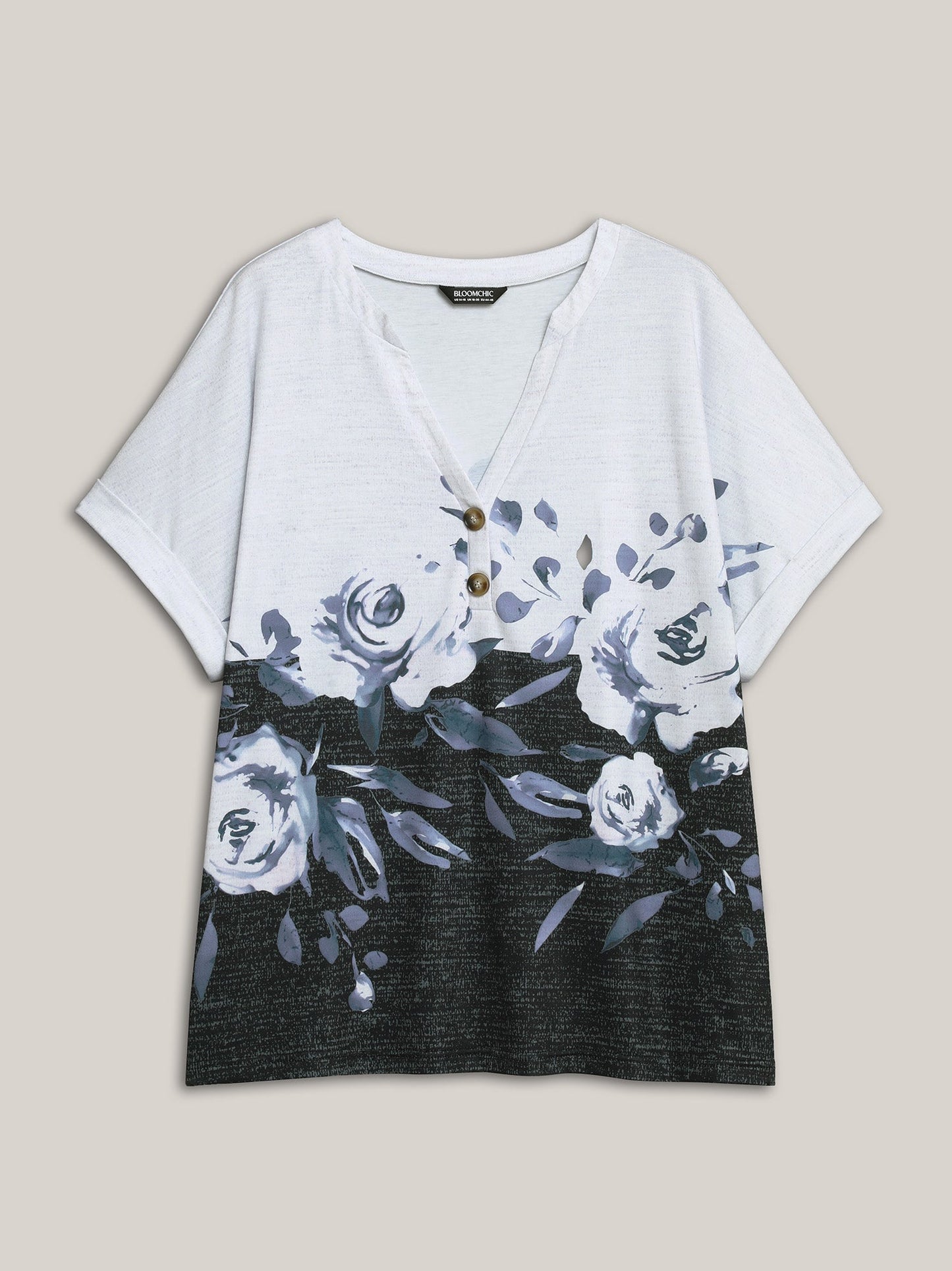 Floral Position Print Half-Sleeve T-Shirt