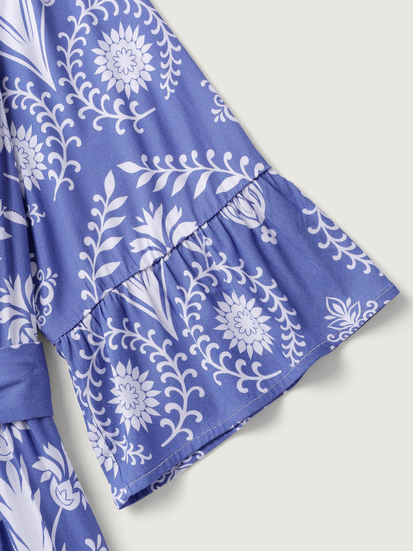Boho Print Belted Side Pockets Midi Dress
