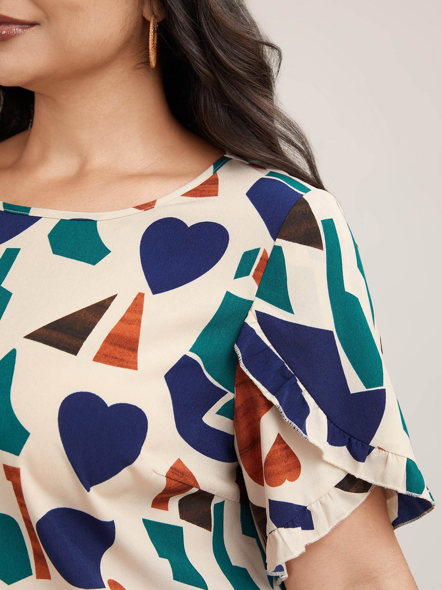 Abstract Print Round Neck Half Sleeve Shirt