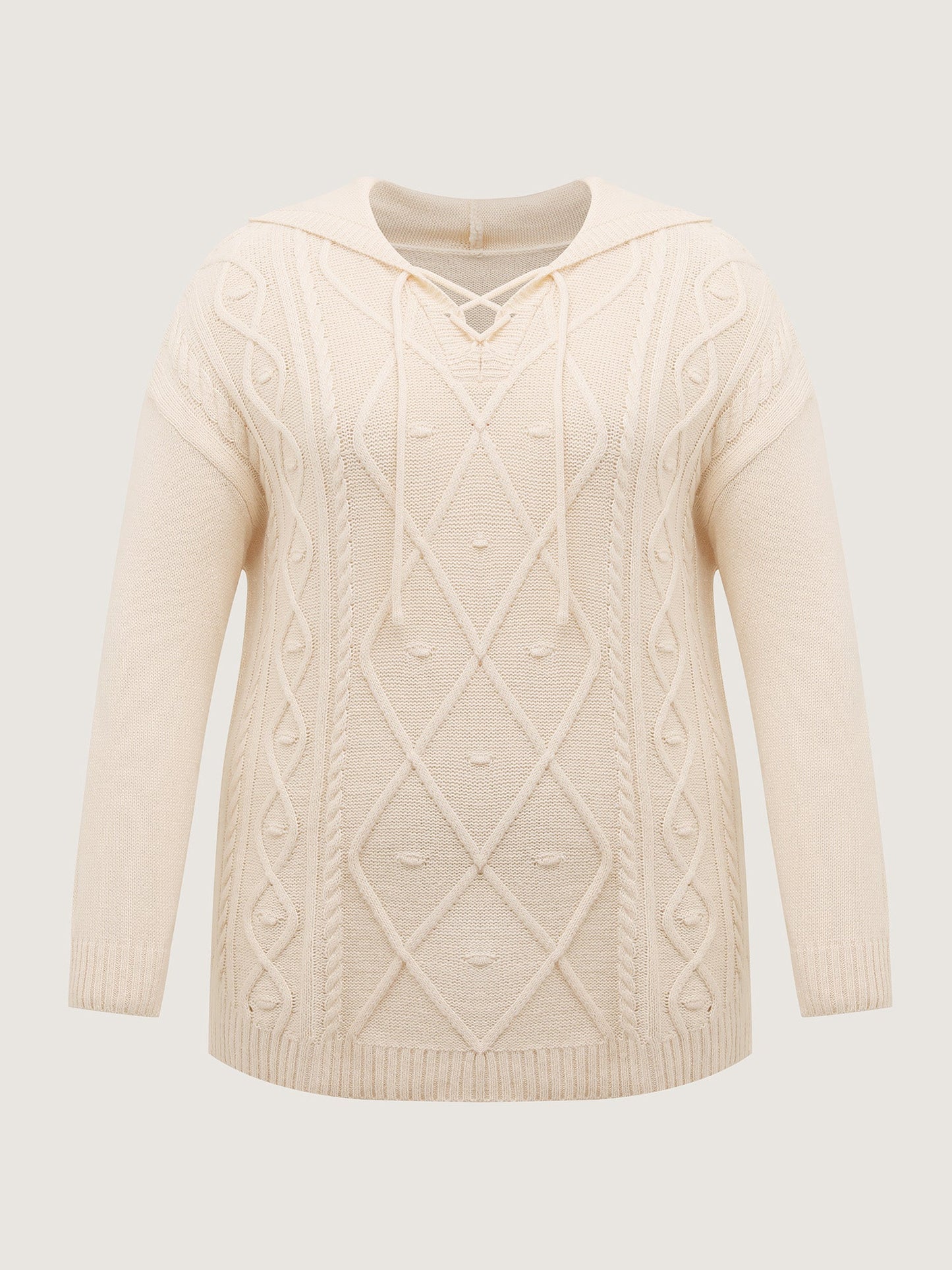 Textured Cross-Tie Hooded Pullover