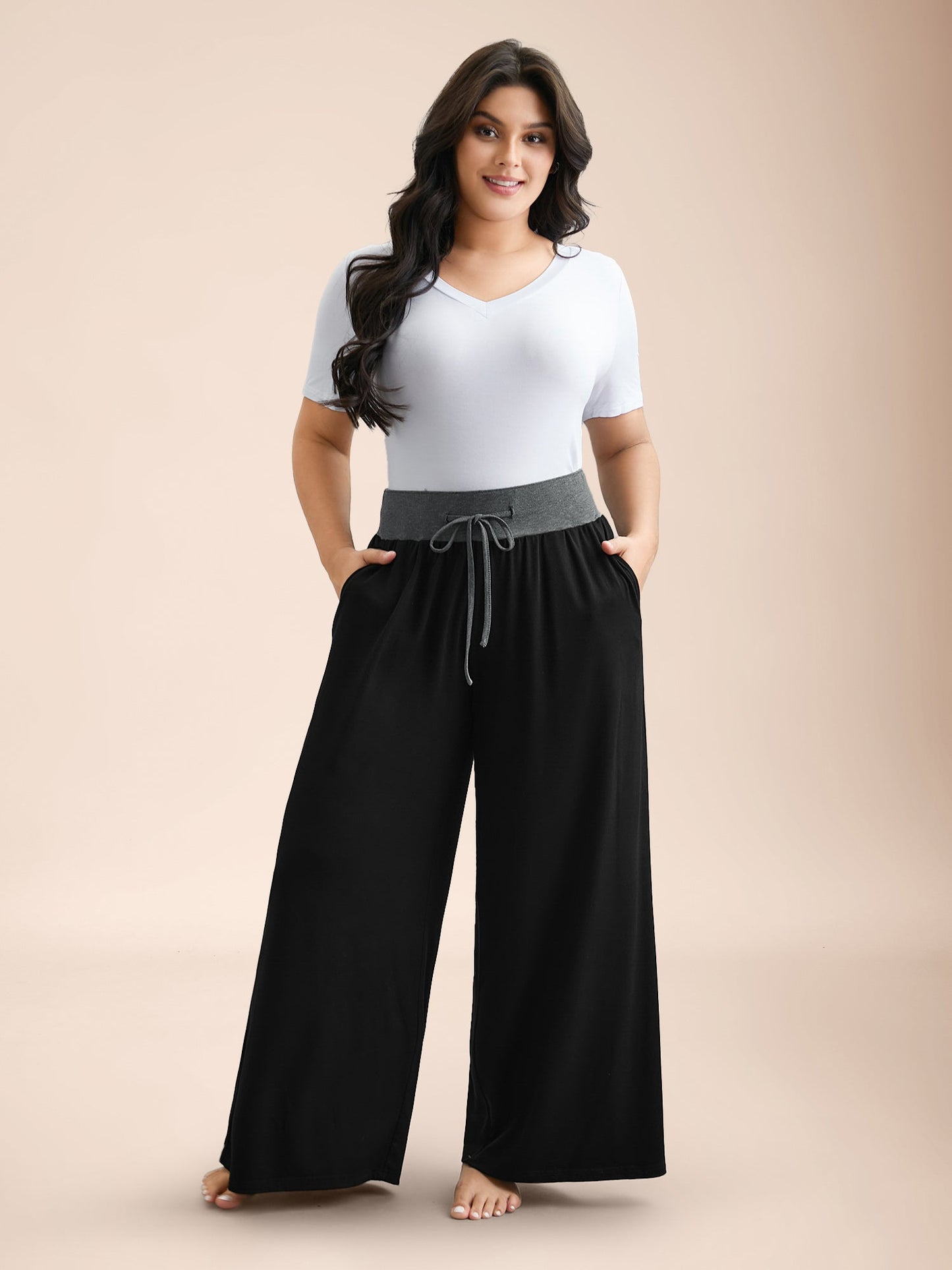 Color-Block Drawstring Lounge Bottoms