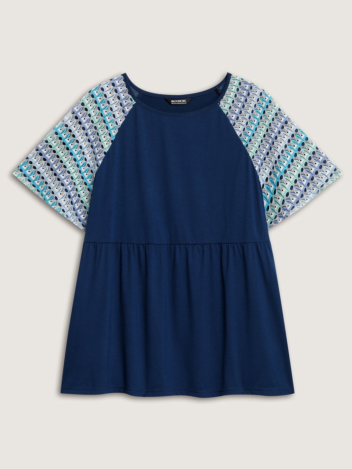 Colorful Crochet Raglan Sleeve T-Shirt