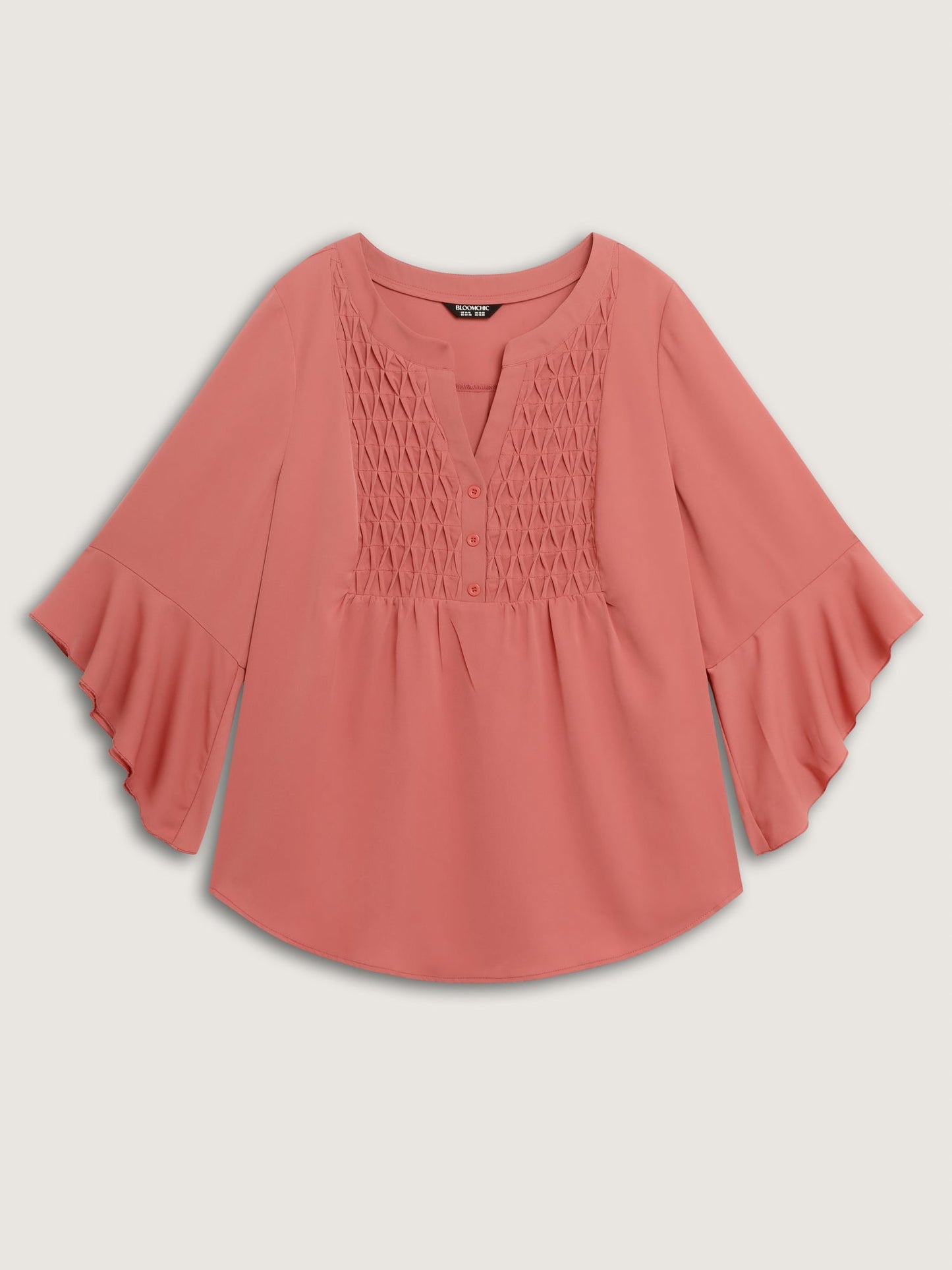 Textured Ruffled Sleeve Flowy Blouse
