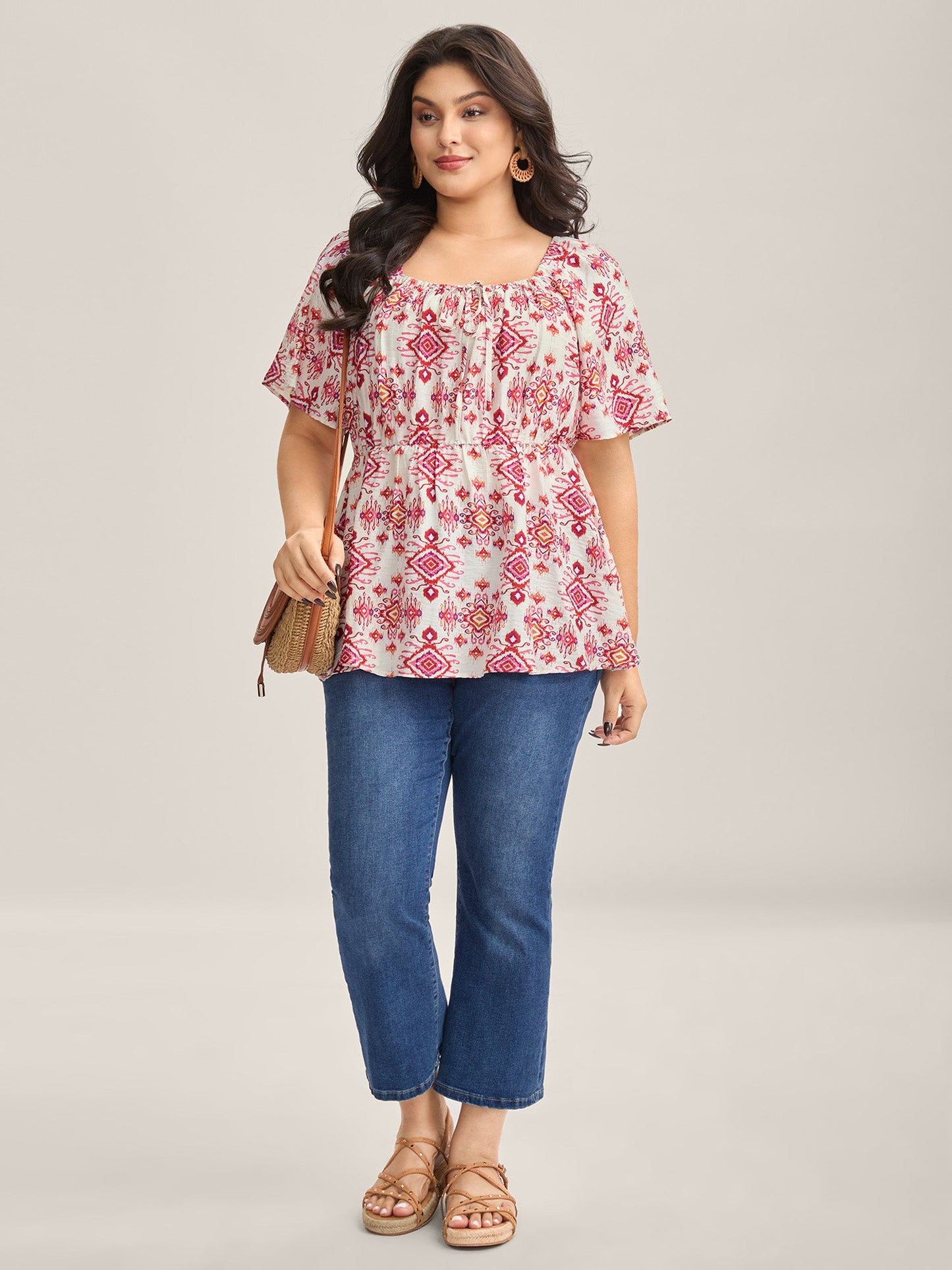 Floral Neck-Tie Babydoll Top