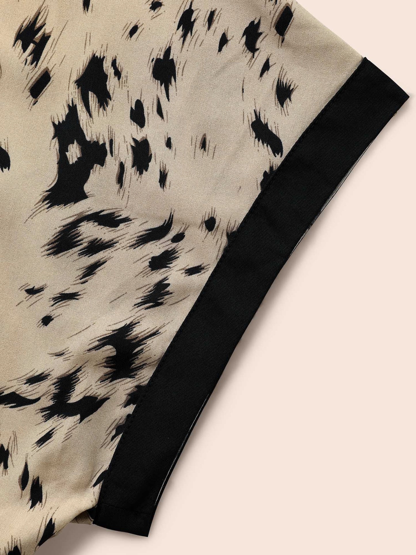 Leopard Print Contrast Trim Dolman Sleeve Dress