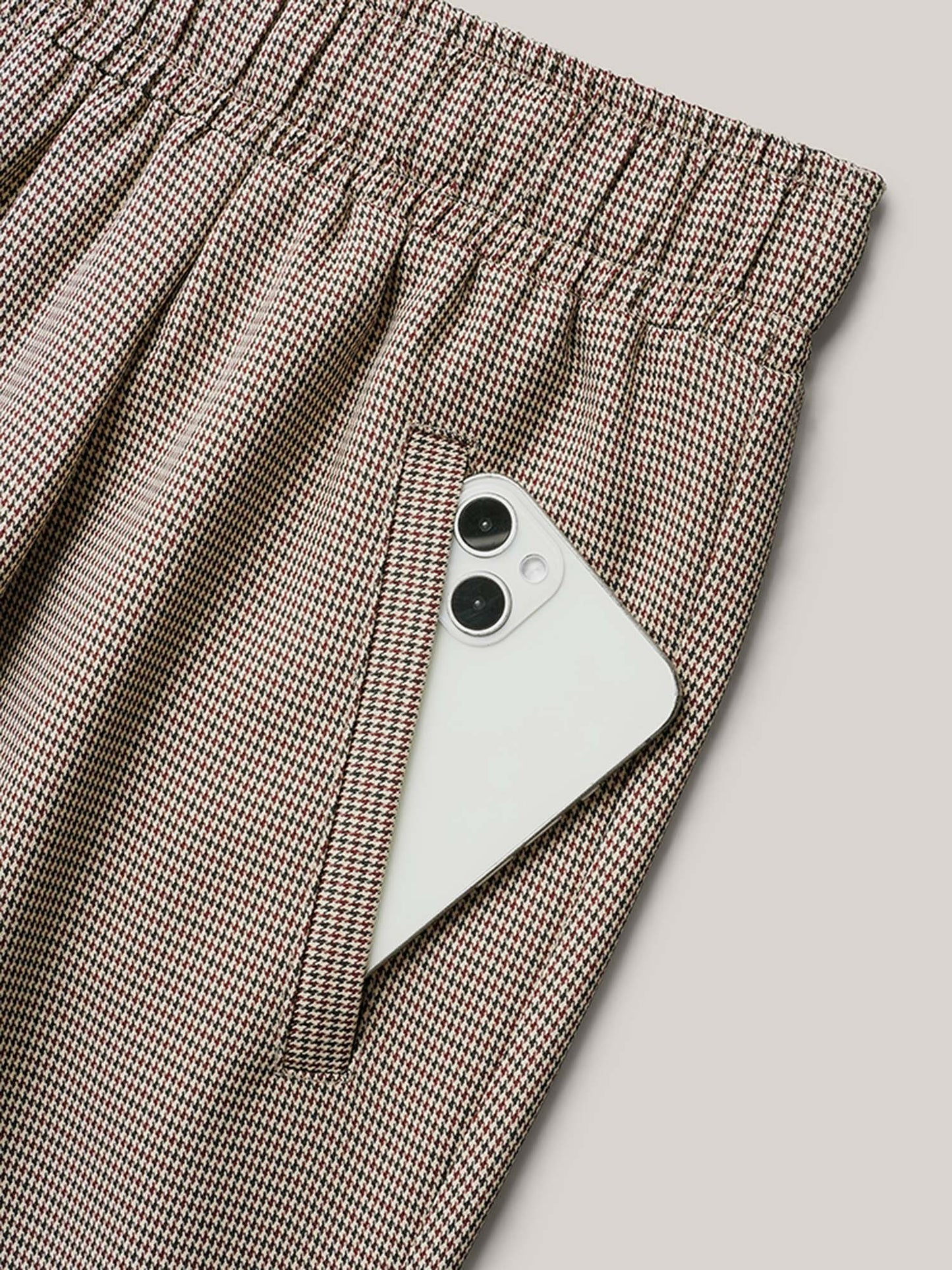 Houndstooth Print Drawstring Waist Pants