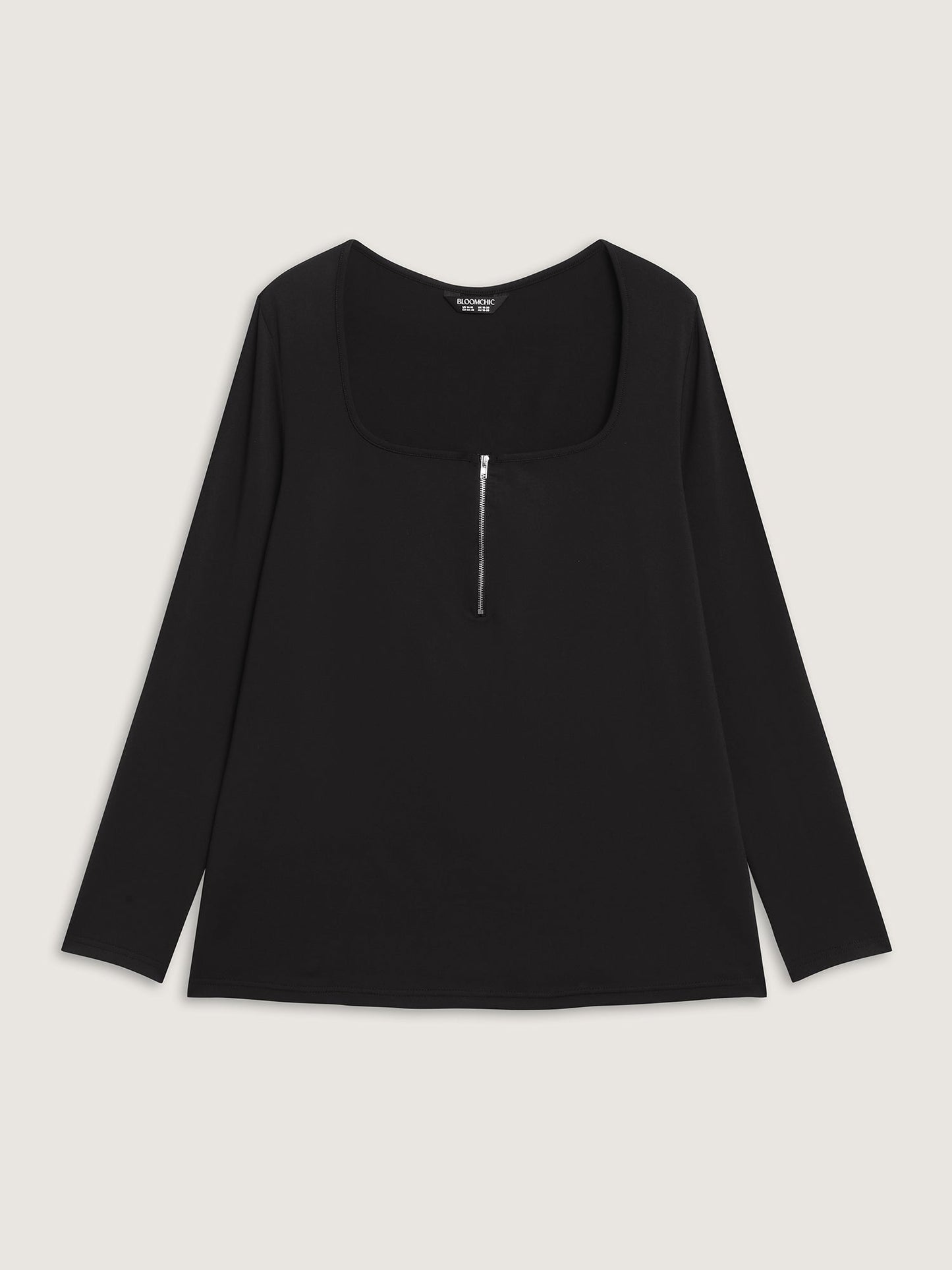 Half-Zipper Neckline Bodycon Fit T-Shirt