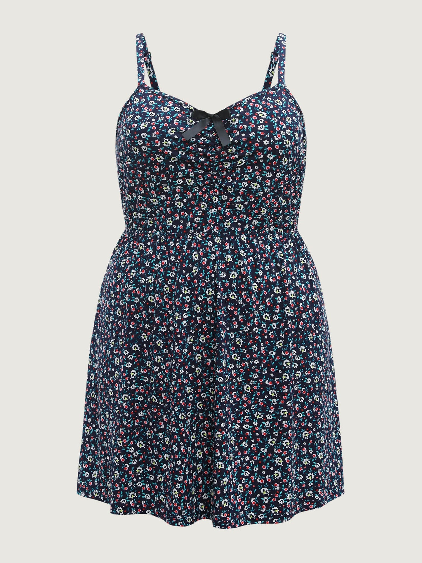 Delicate Floral Print Pockets Cami Midi Dress