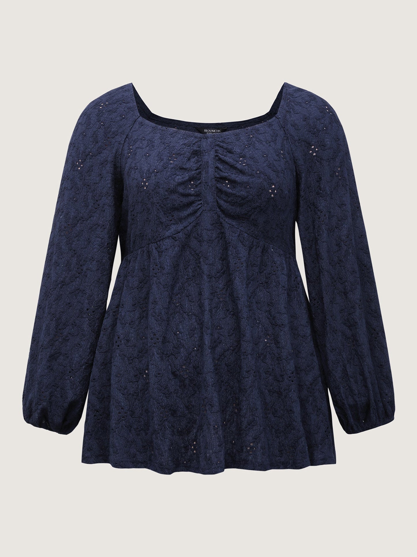 Ruched Bodice Lantern Sleeve Knit Top
