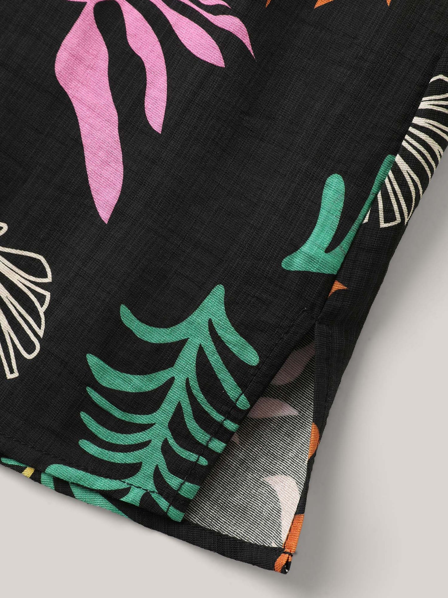 Multi-Color Leaf Print Tassels Blouse
