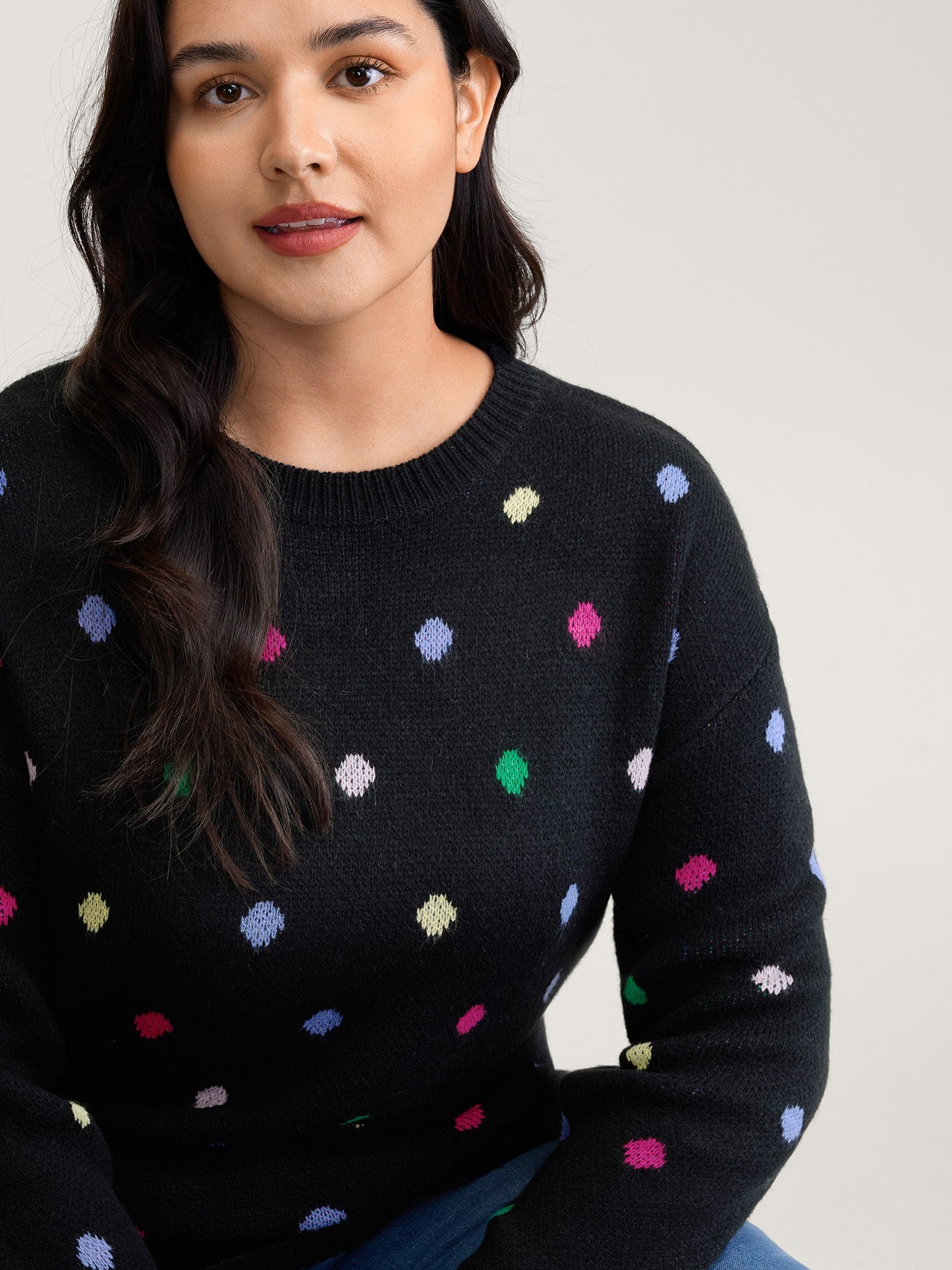 Colorful Polka Dots Jacquard Pullover