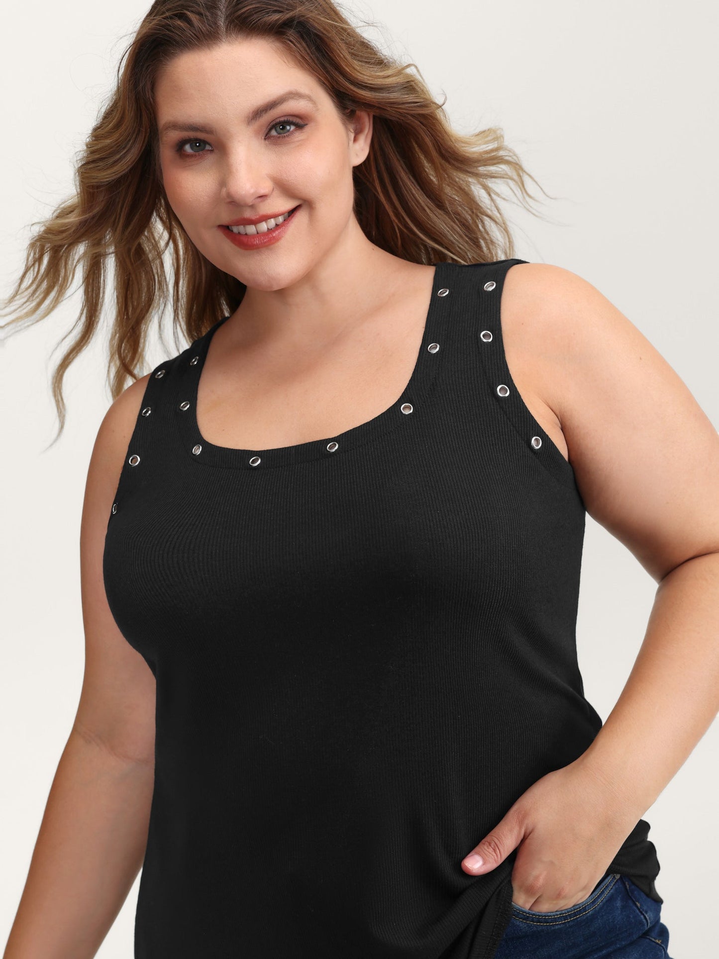 Loop Scoop Neckline Detail Tank Top