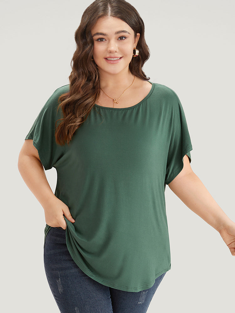 Supersoft Essentials Plain Batwing Sleeve Cut Out T-shirt
