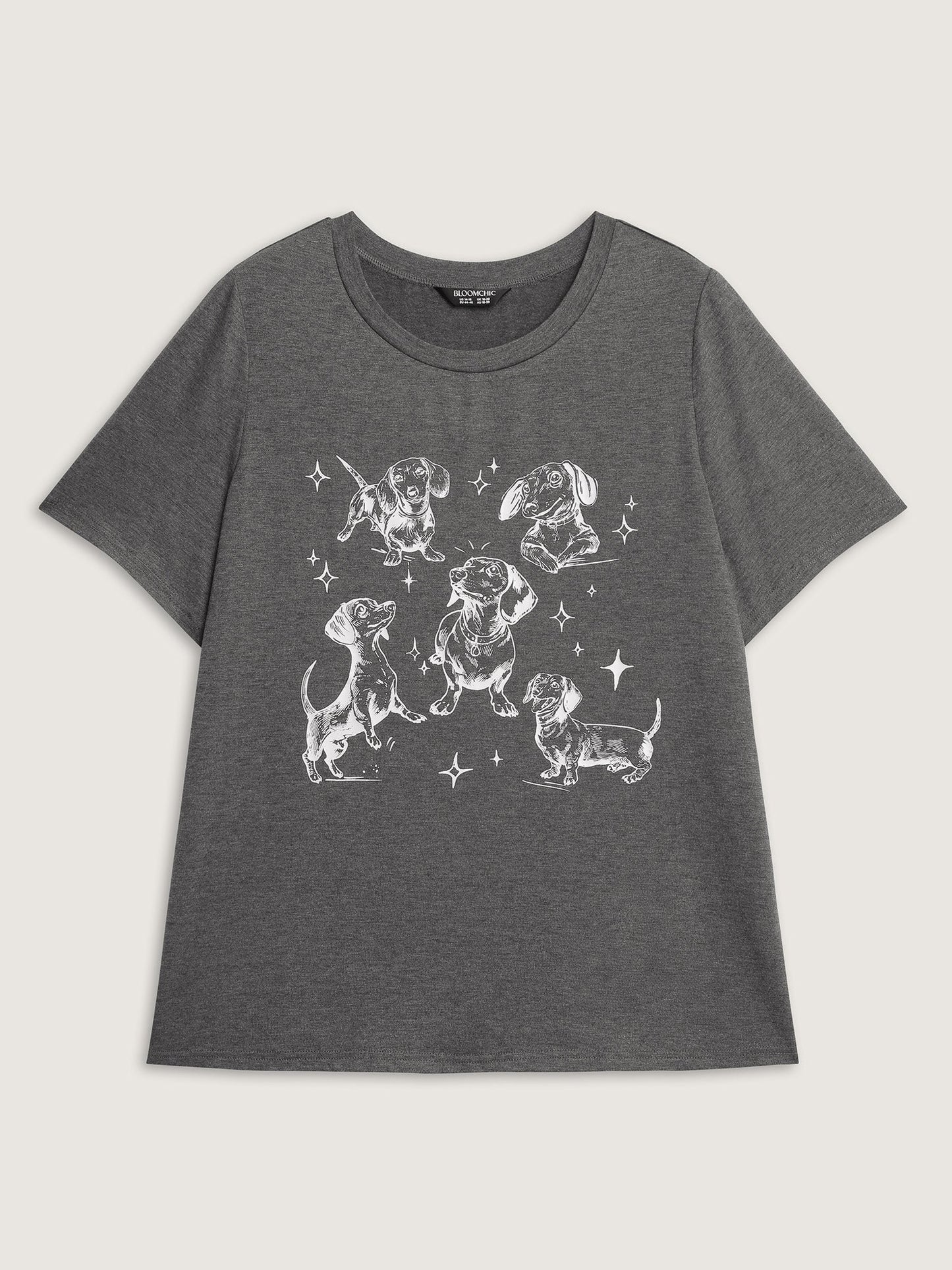 Dogs Print Round Neck T-Shirt