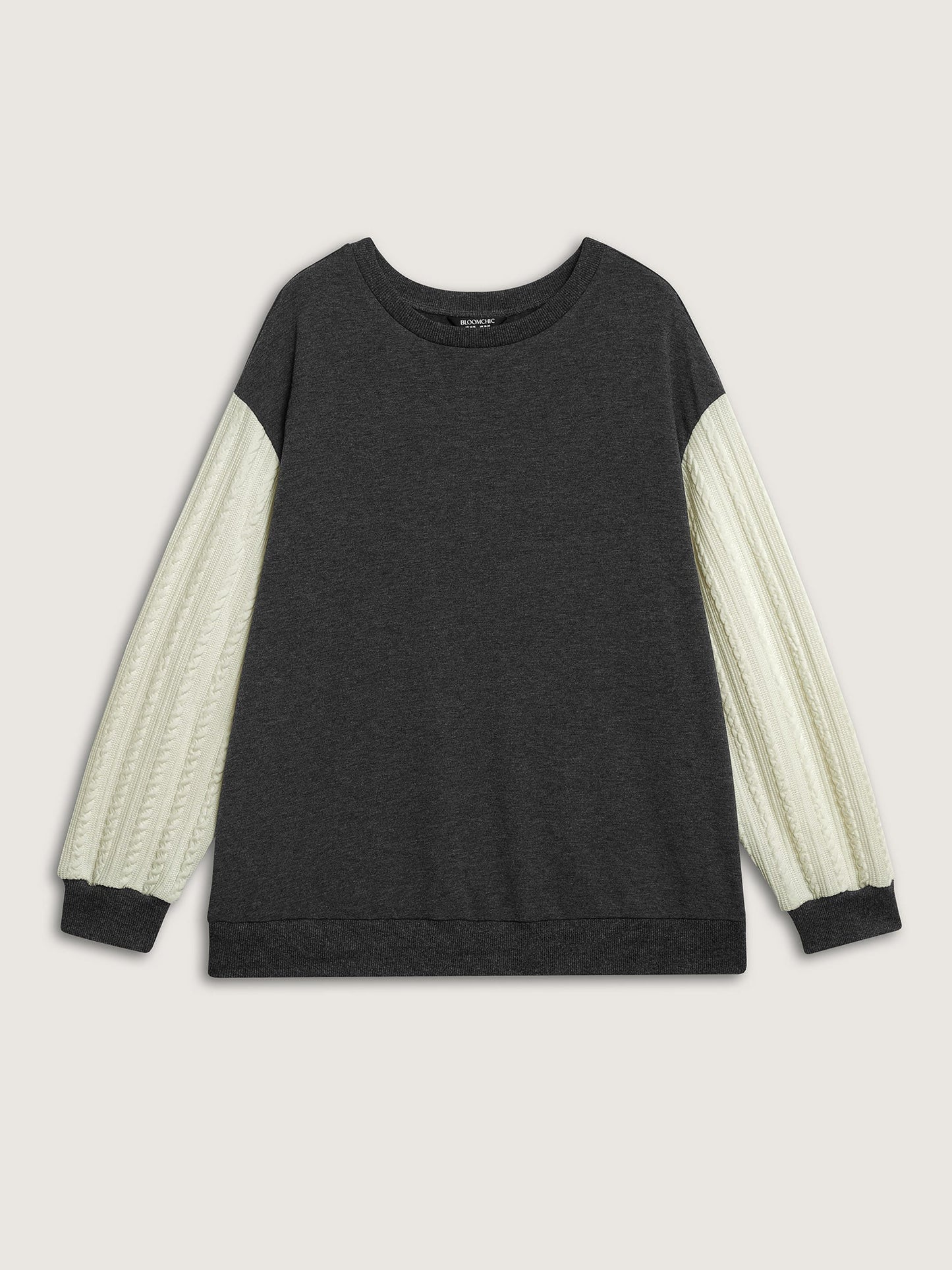 Textured Contrast Drop Shoulder Sweatshirt