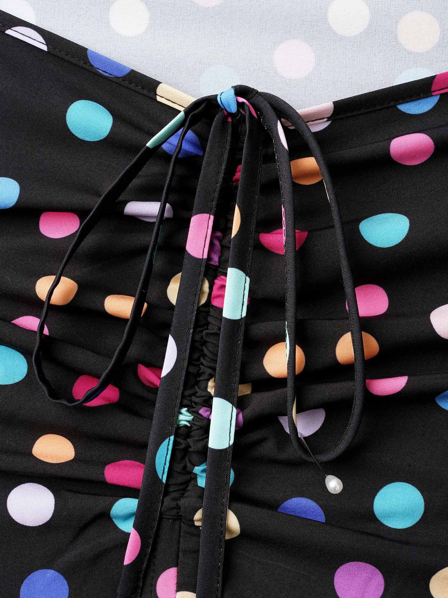 Multi-Color Dots Sweetheart Neckline Midi Dress