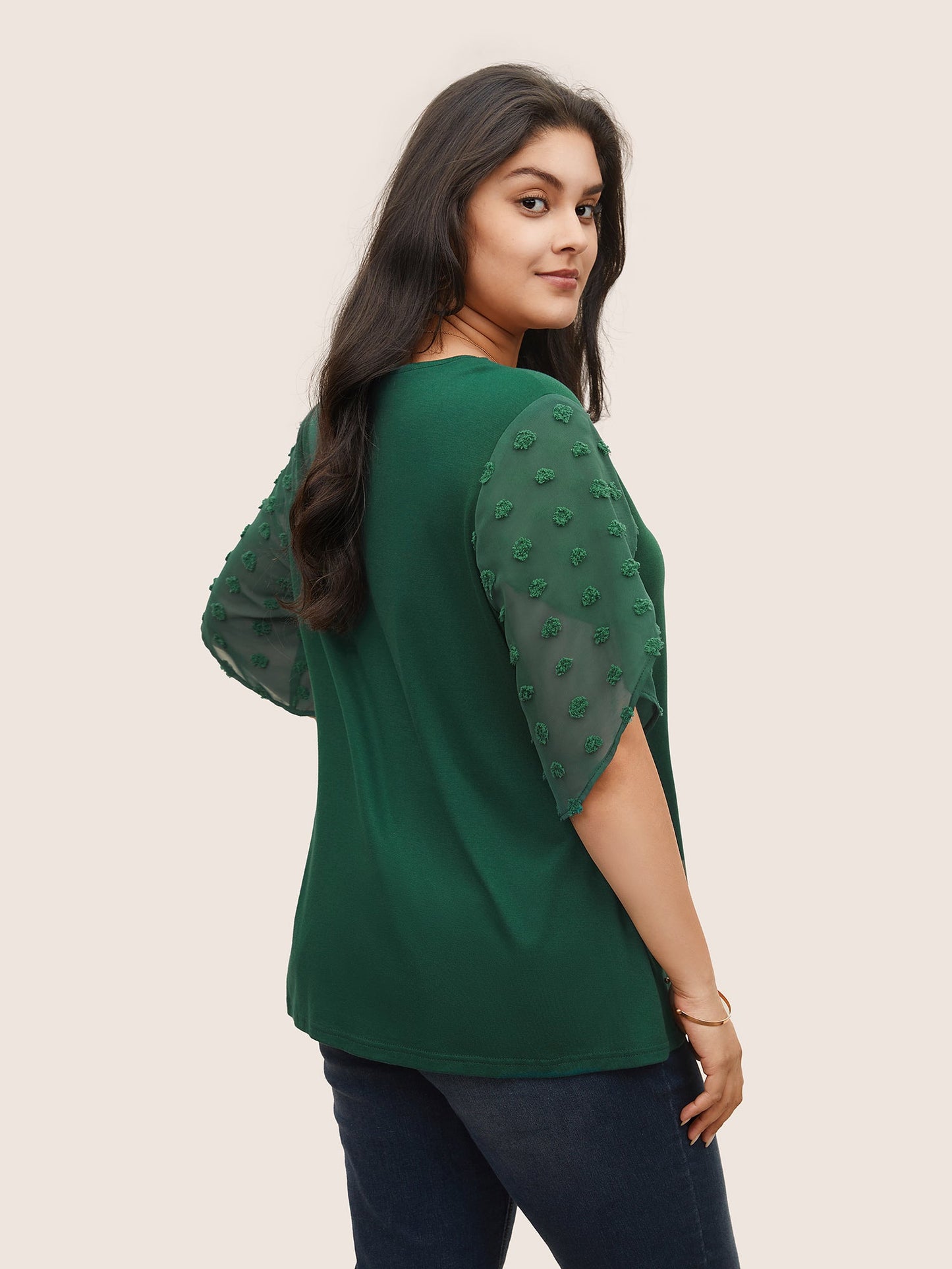 Plisse Chiffon Patchwork Petal Sleeve T-shirt