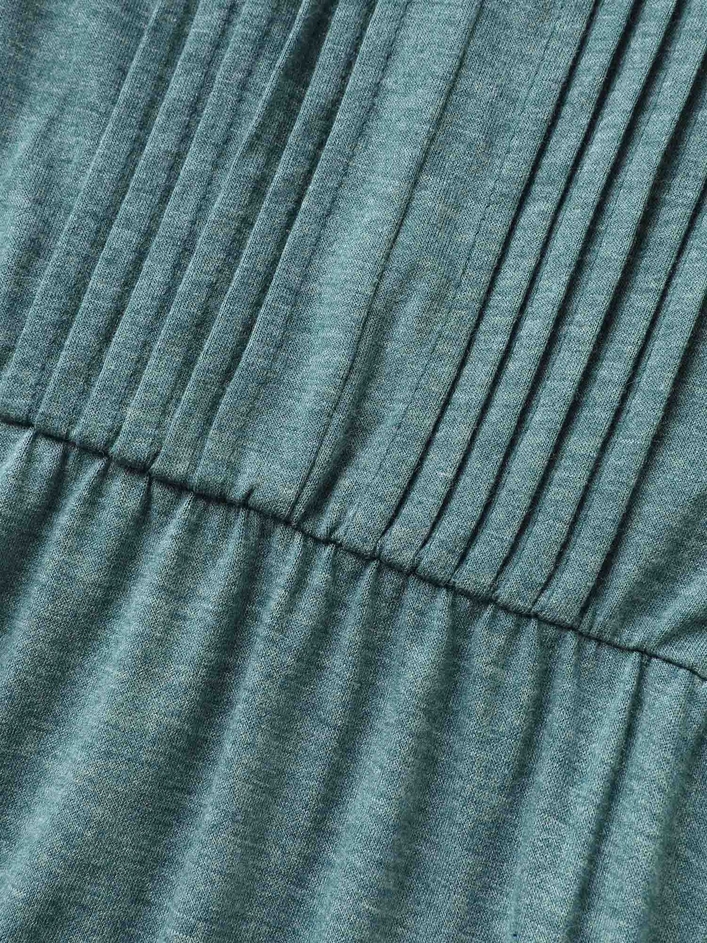 Stretchy Flutter Sleeve Pleated Midi Dress