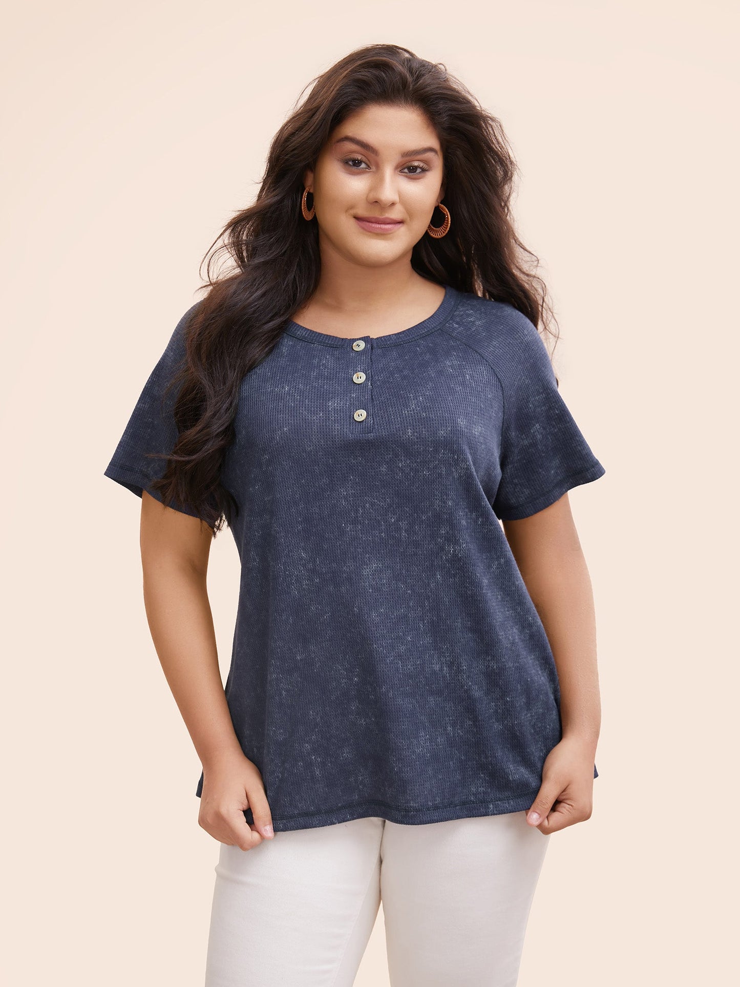 Waffle Weathering Front Placket T-shirt