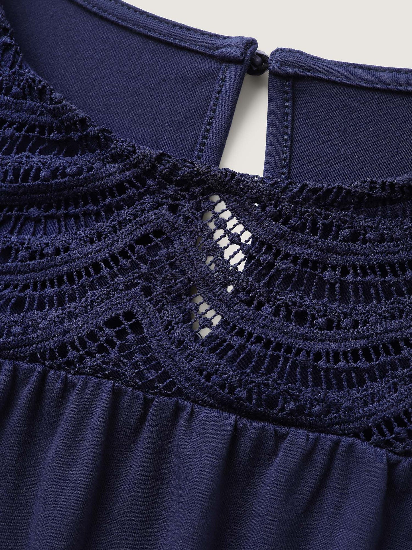 Lace Sheer Neckline Balloon Sleeve Knit Top