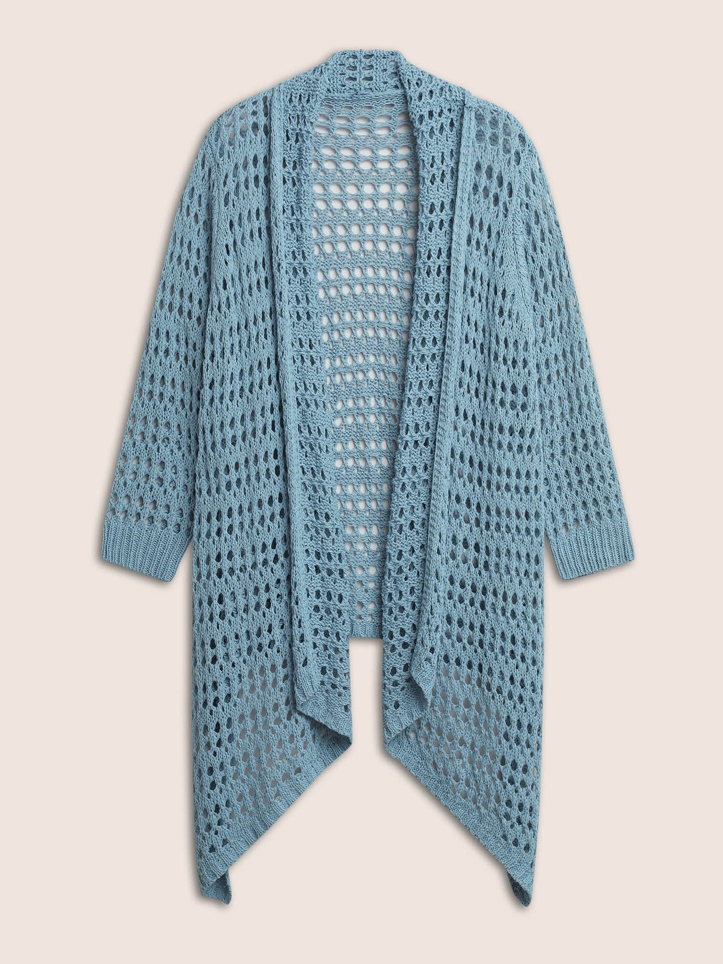 Plain Texture Cut Out Asymmetrical Hem Cardigan