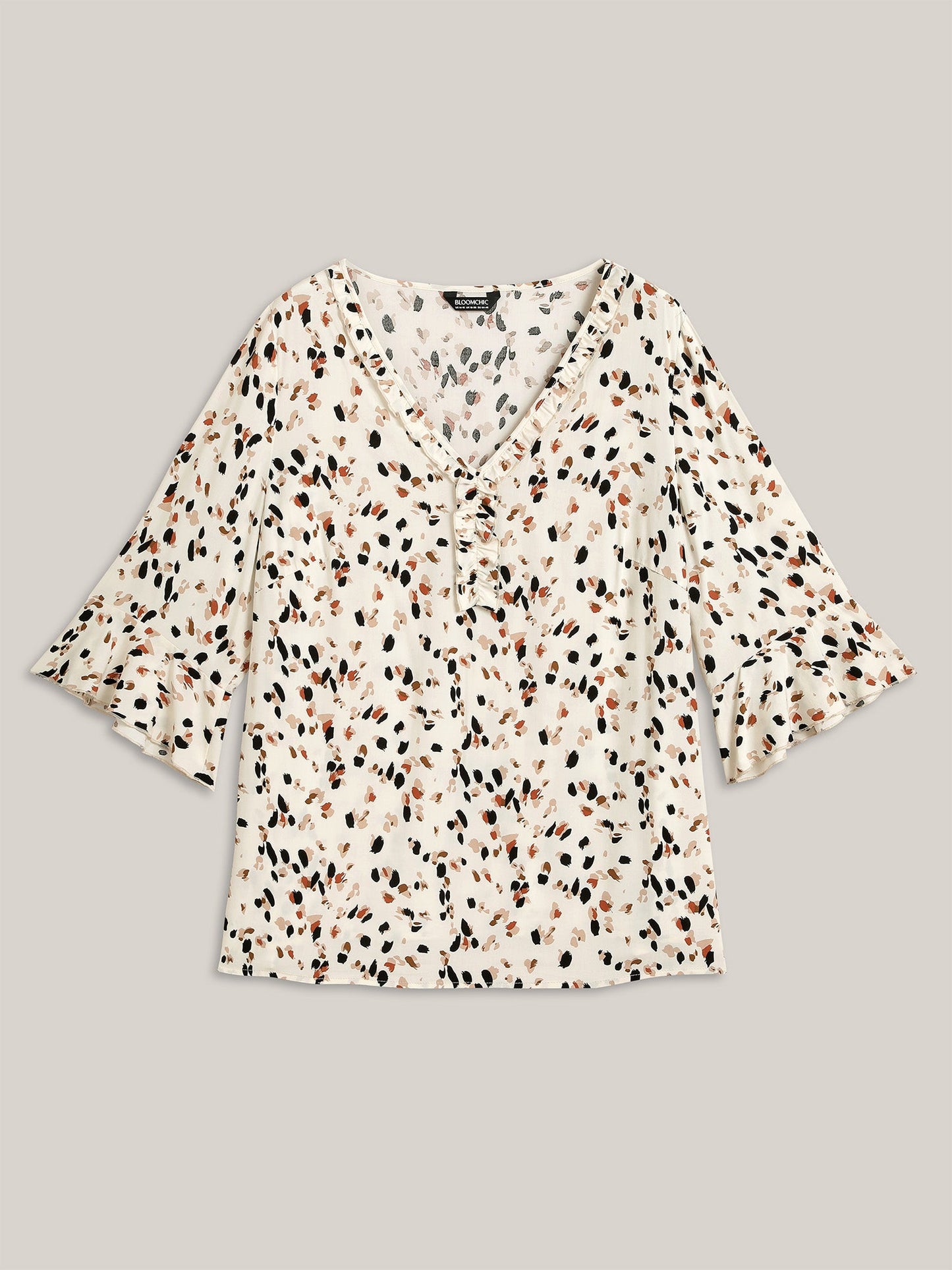 Leopard Print Ruffled Detail Shirt