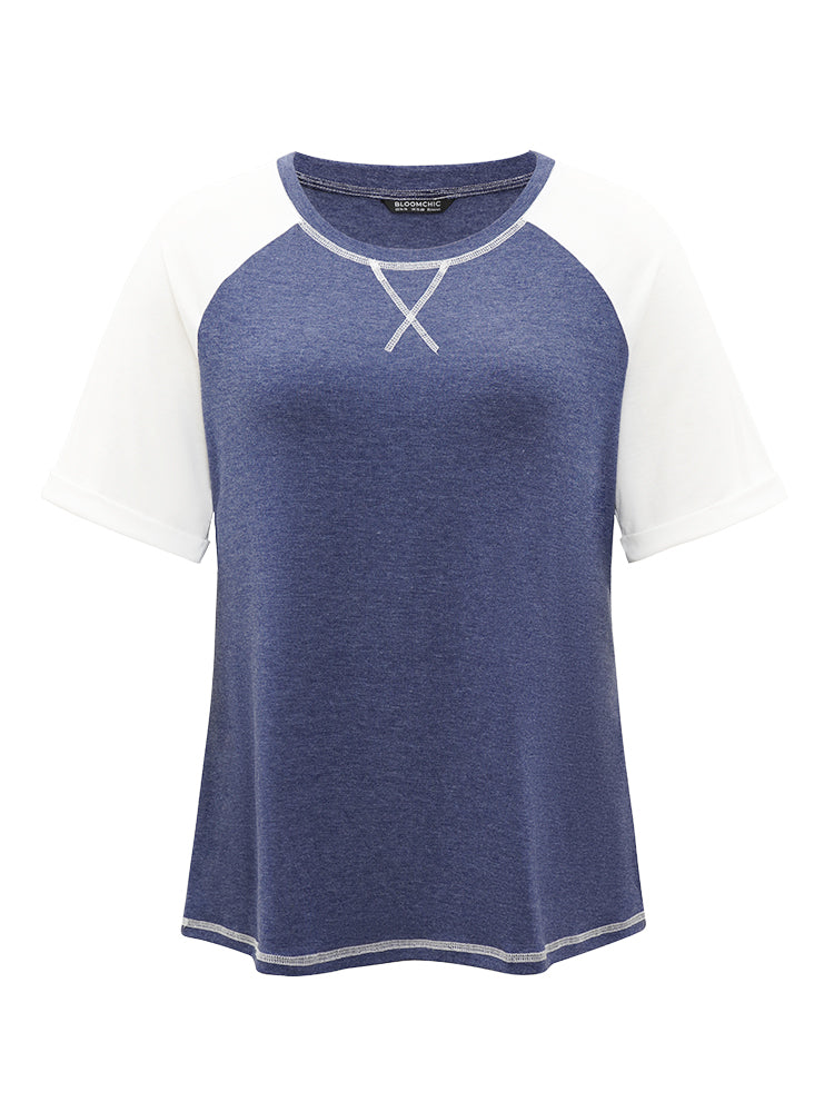 Supersoft Essentials Two Tone Stitch Roll Raglan Sleeve T-shirt