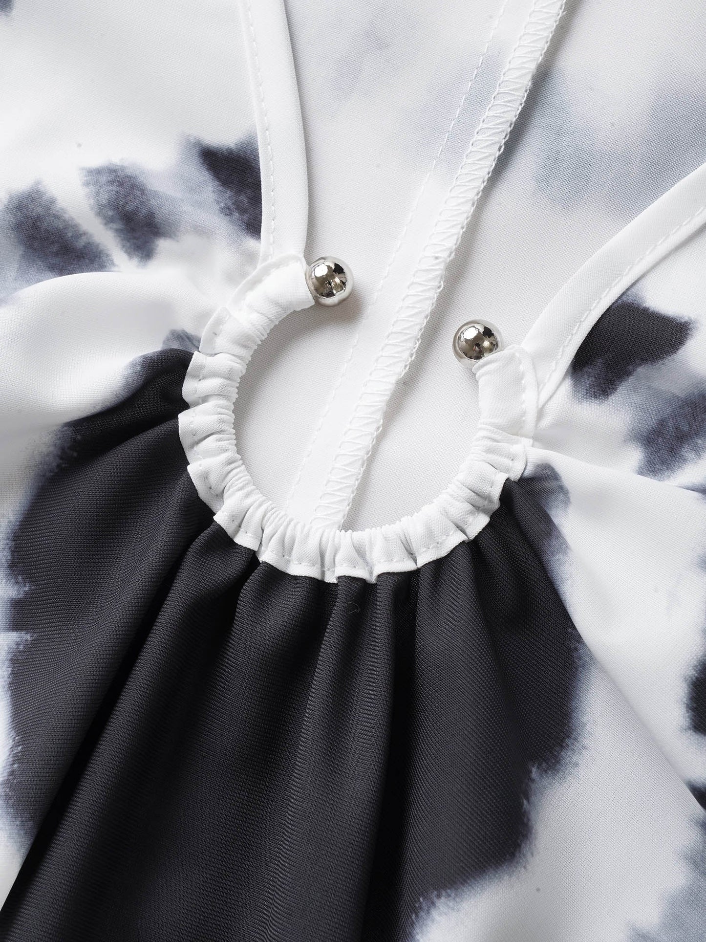 Tie Dye Metal Detail Batwing Sleeve Blouse