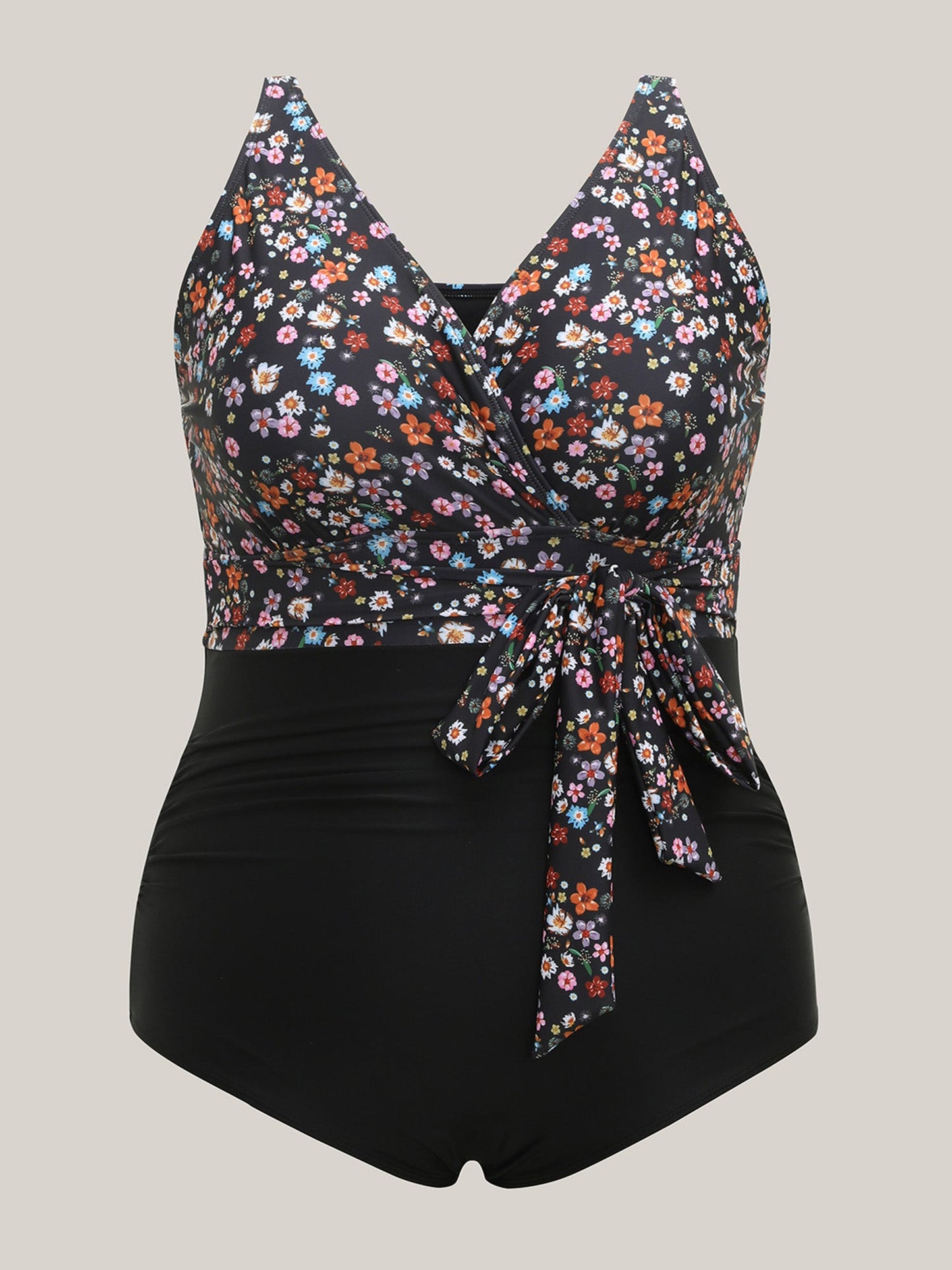 Floral Tied Waist Defining One-Piece Swimsuit