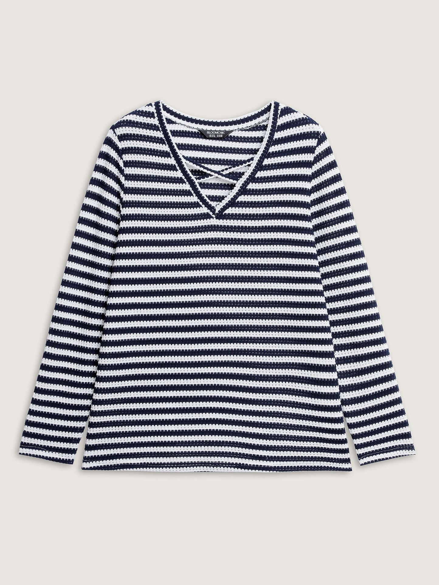 Stripe Stretchy Print V-Neck T-Shirt