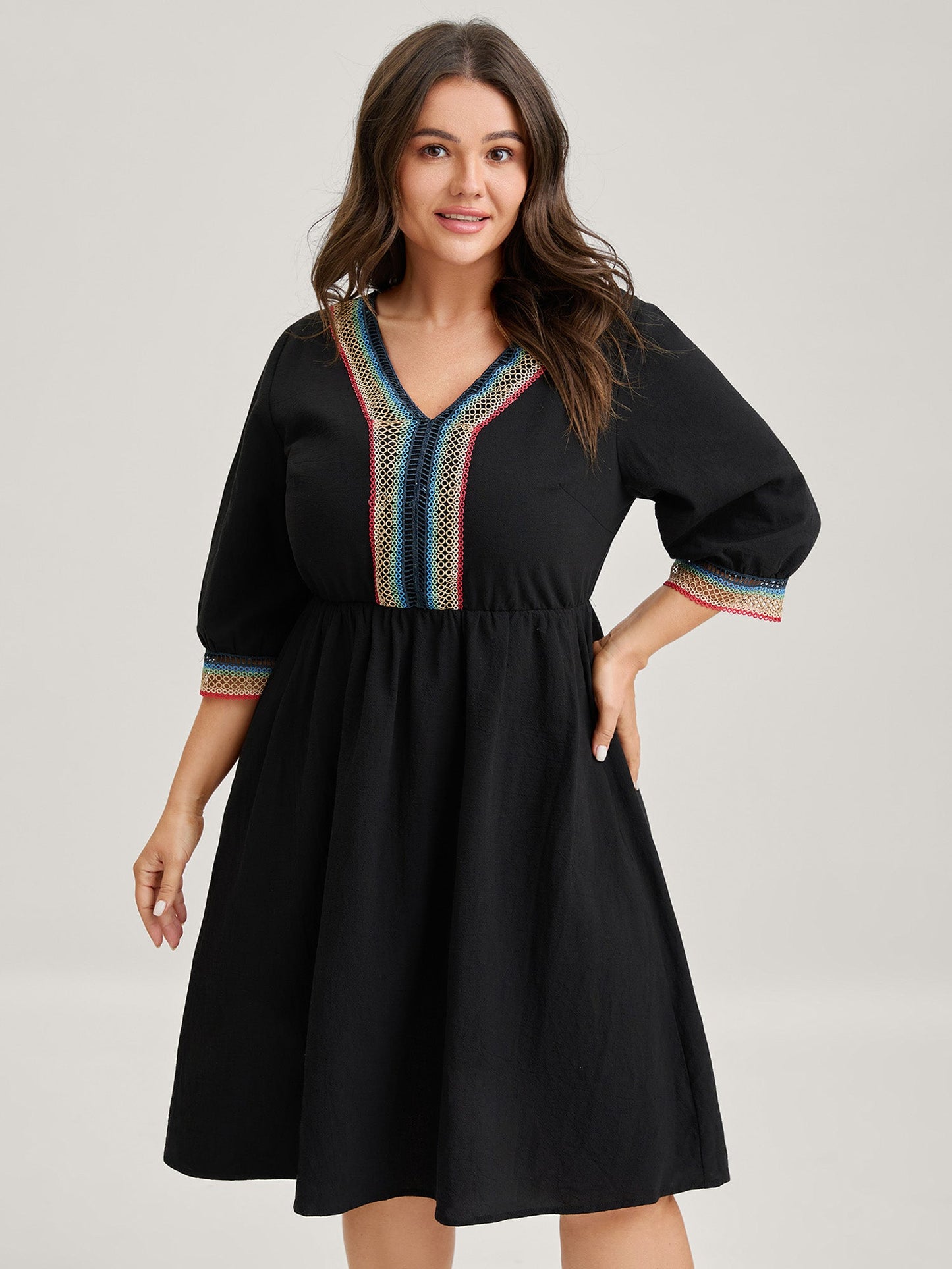 Pure Cotton Colorful Lace Midi Dress