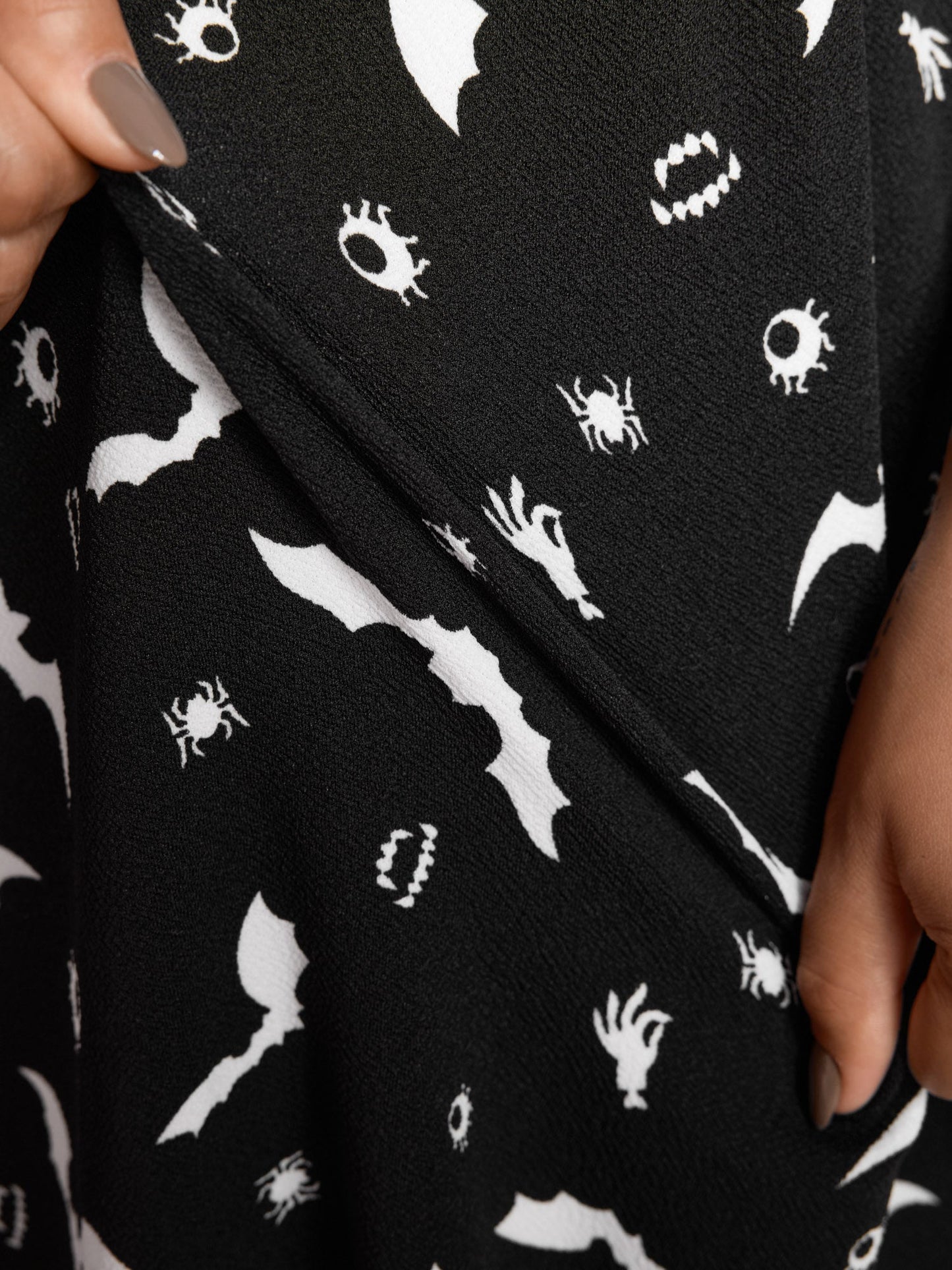 Halloween Bat Print Contrast Two-Piece Midi Dress