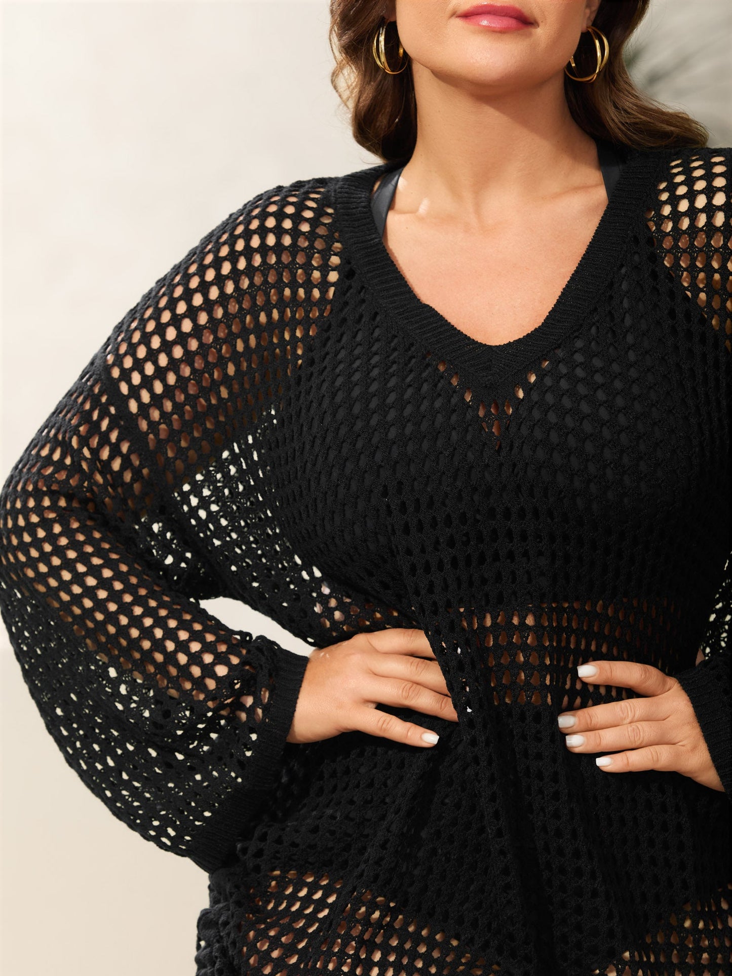 Side Drawstring Cut-Out Swim Cover-Up