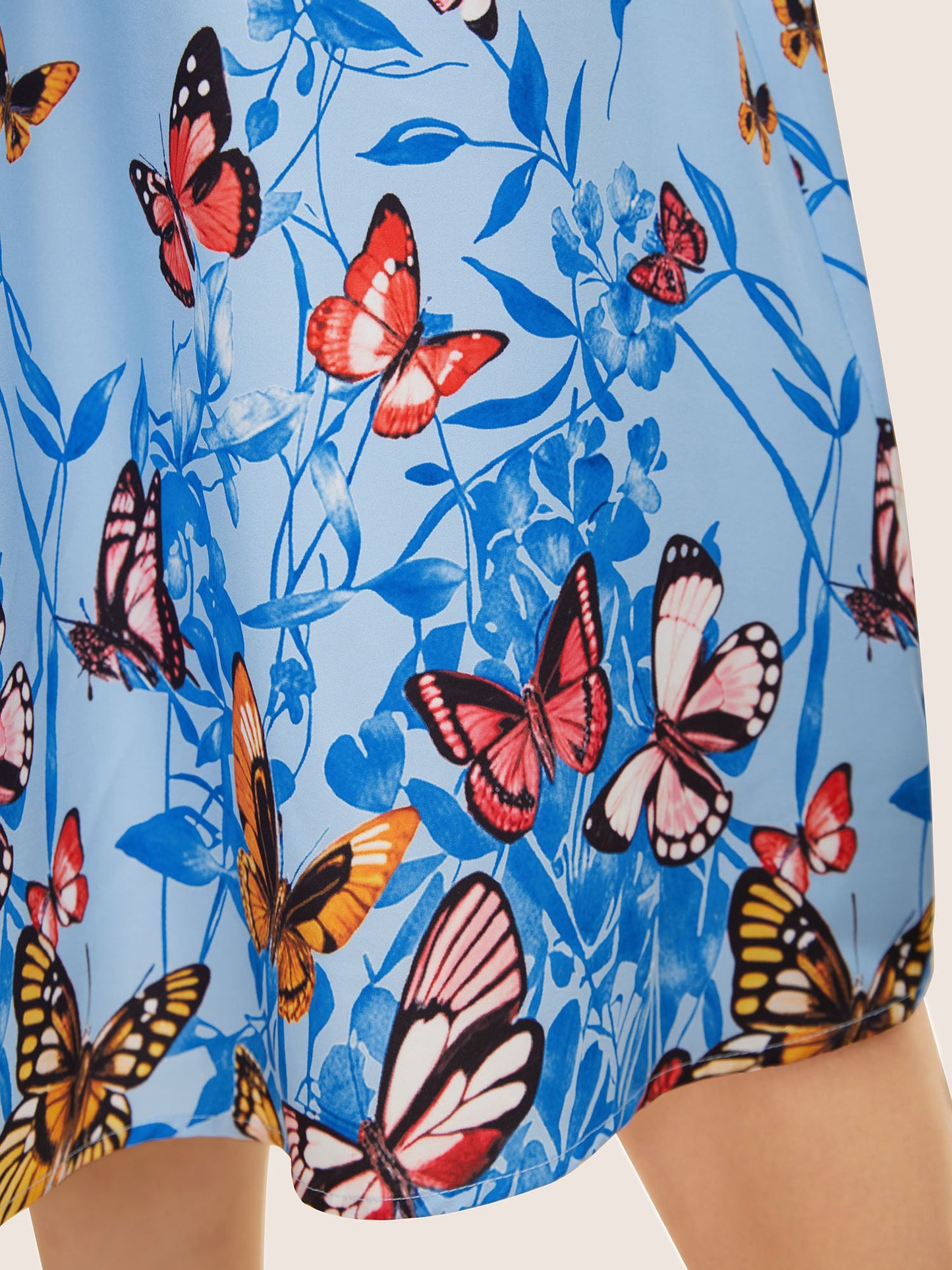Butterfly Print Wrap Gathered Tank Dress