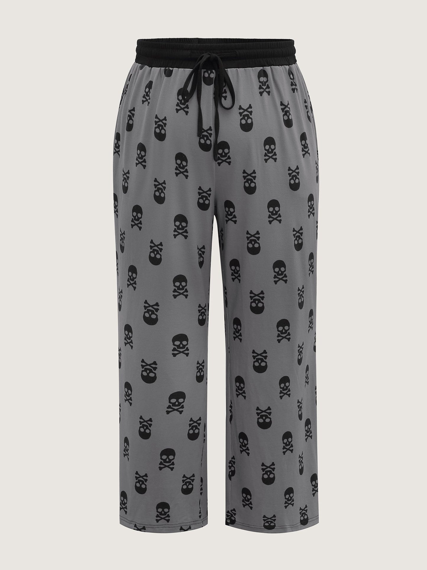 Skull Halloween Print Micro-Flare Lounge Pants