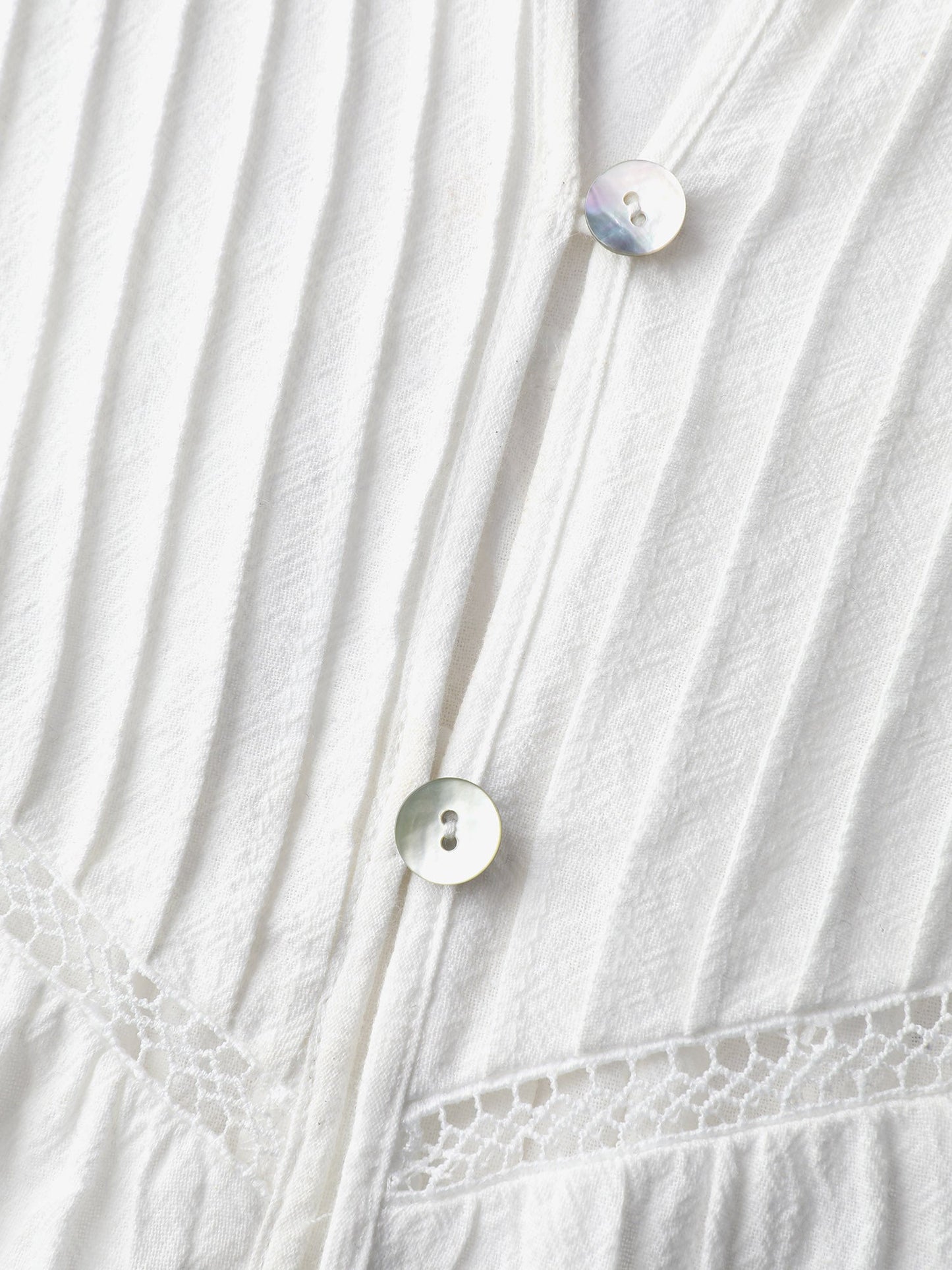 Pure Cotton Lace Trim Button Blouse
